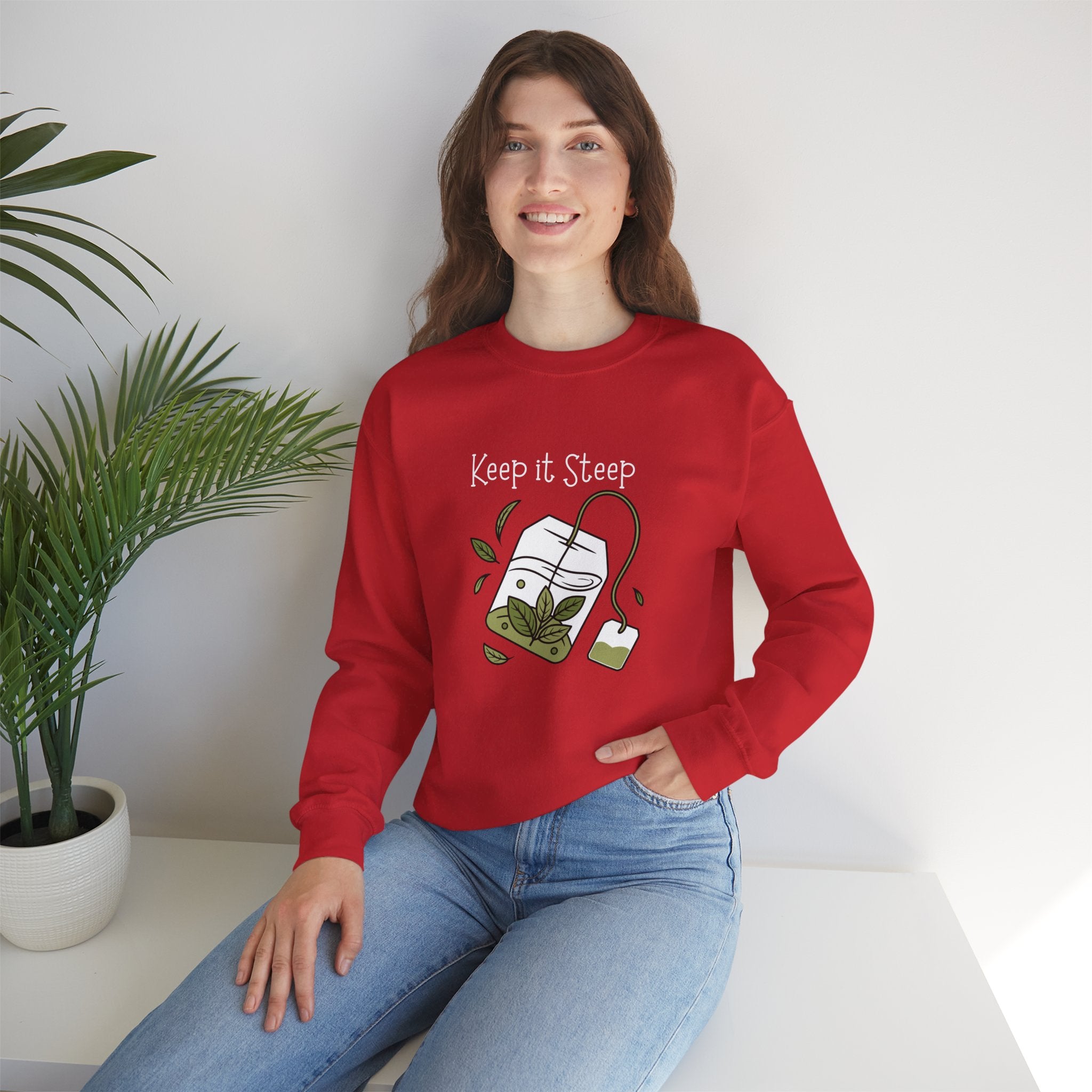 Crewneck Sweatshirt — Herbal Tea Bag Illustration | Cozy Botanical Gift