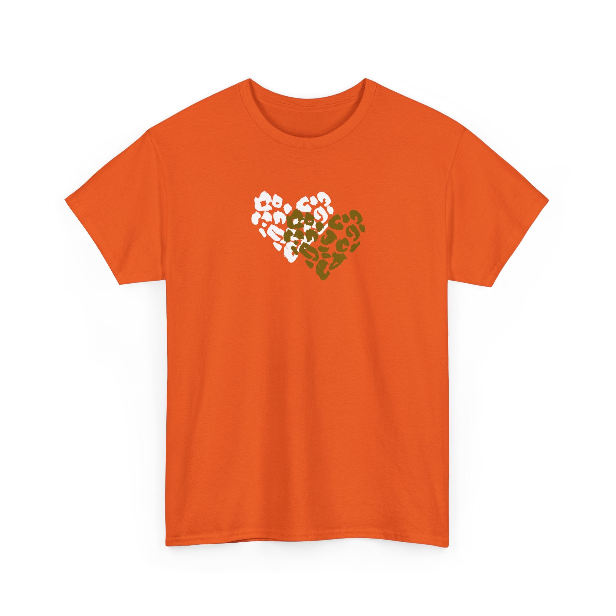 Leopard Heart Graphic Tee — Two-Tone Animal Print Heart T-Shirt