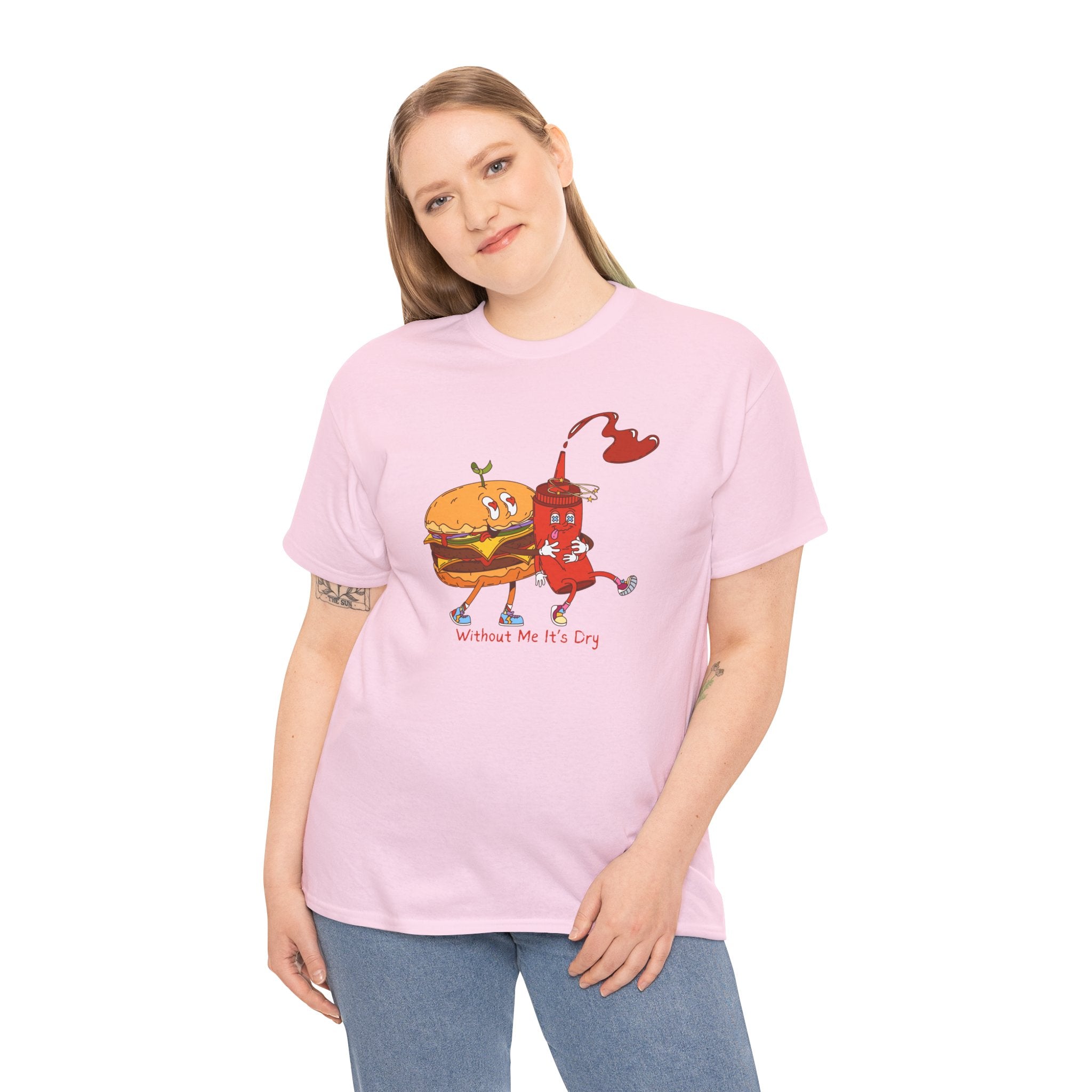 Ketchup & Burger Besties Tee — "Without Me, He’s Dry" Funny Food Couple T-Shirt