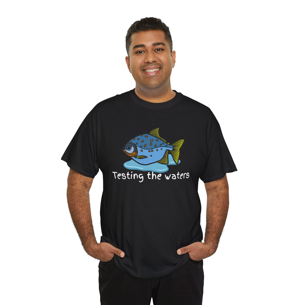Fishing T‑Shirt — 'Testing the Waters' Blue Fish Tee