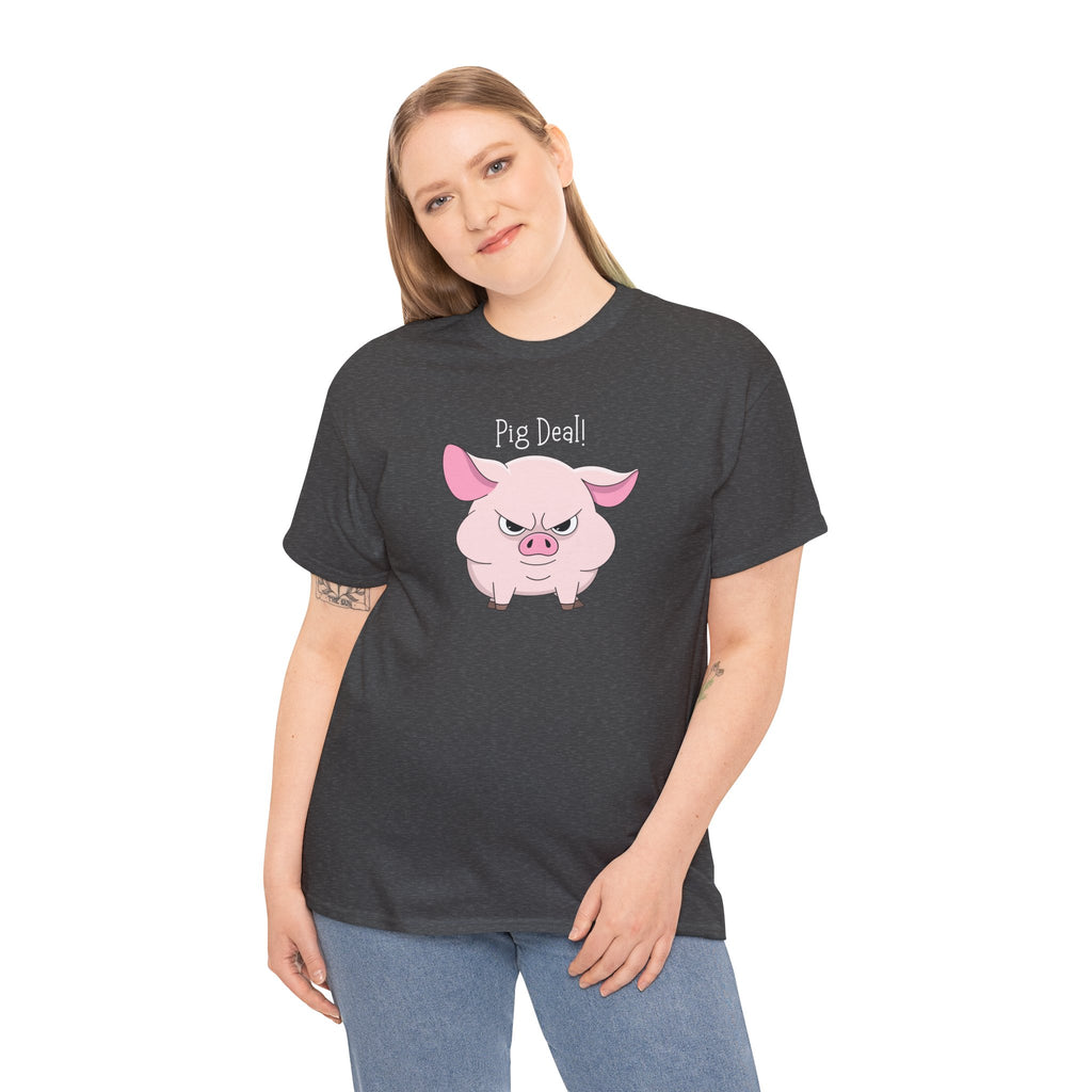 Pig Deal! Cute Angry Pig Graphic Tee — Funny Farm Animal T-Shirt