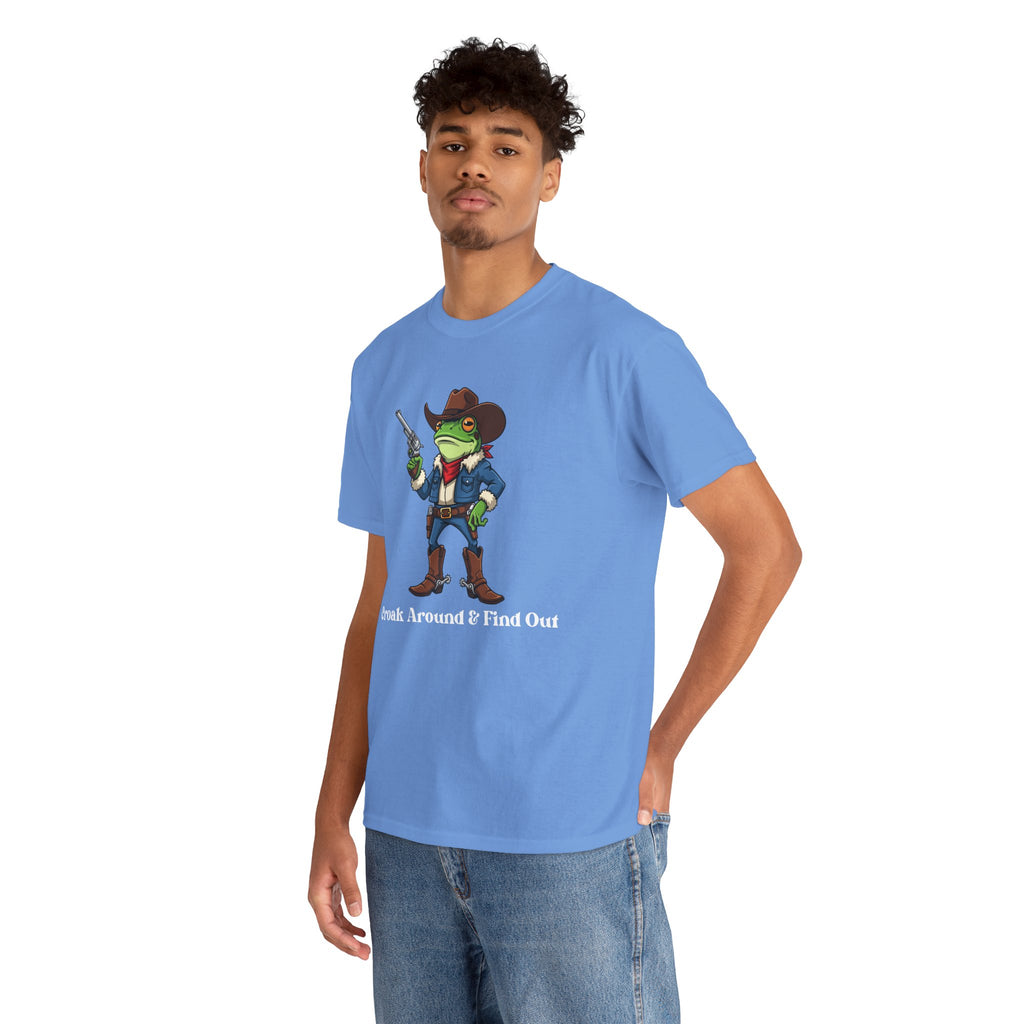 Cowboy Frog T-Shirt - "Croak Around & Find Out" Funny Western Graphic Tee