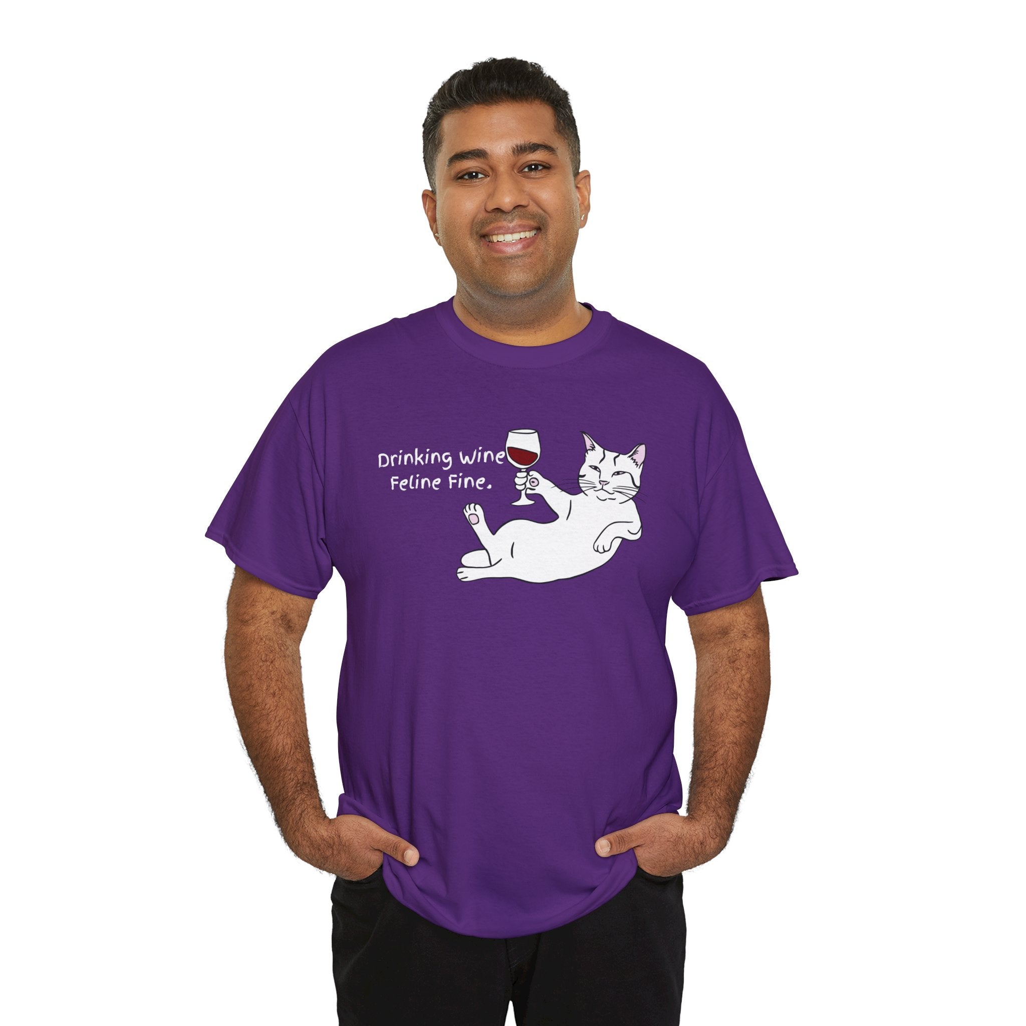 Drinking Wine, Feline Fine Cat Tee