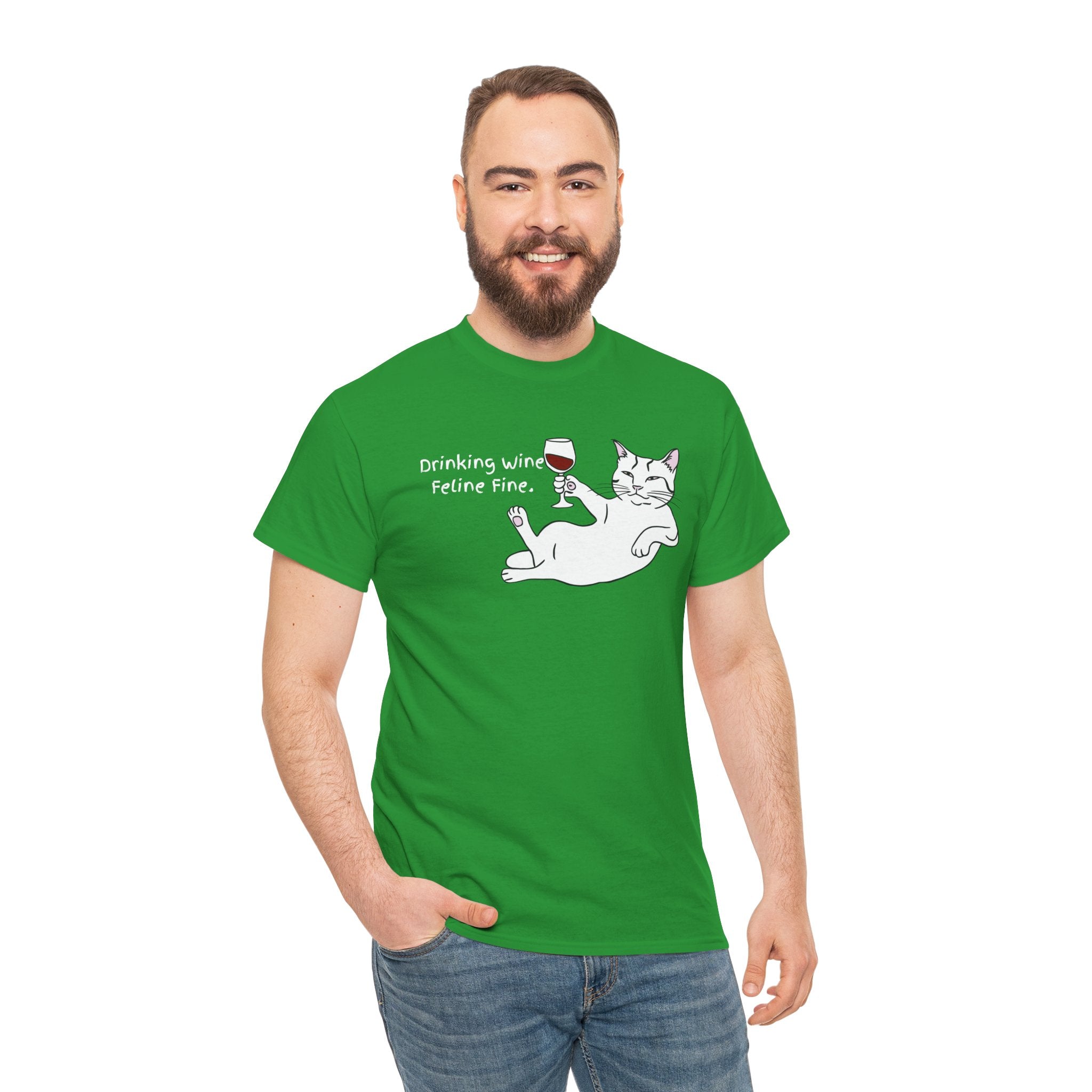 Drinking Wine, Feline Fine Cat Tee