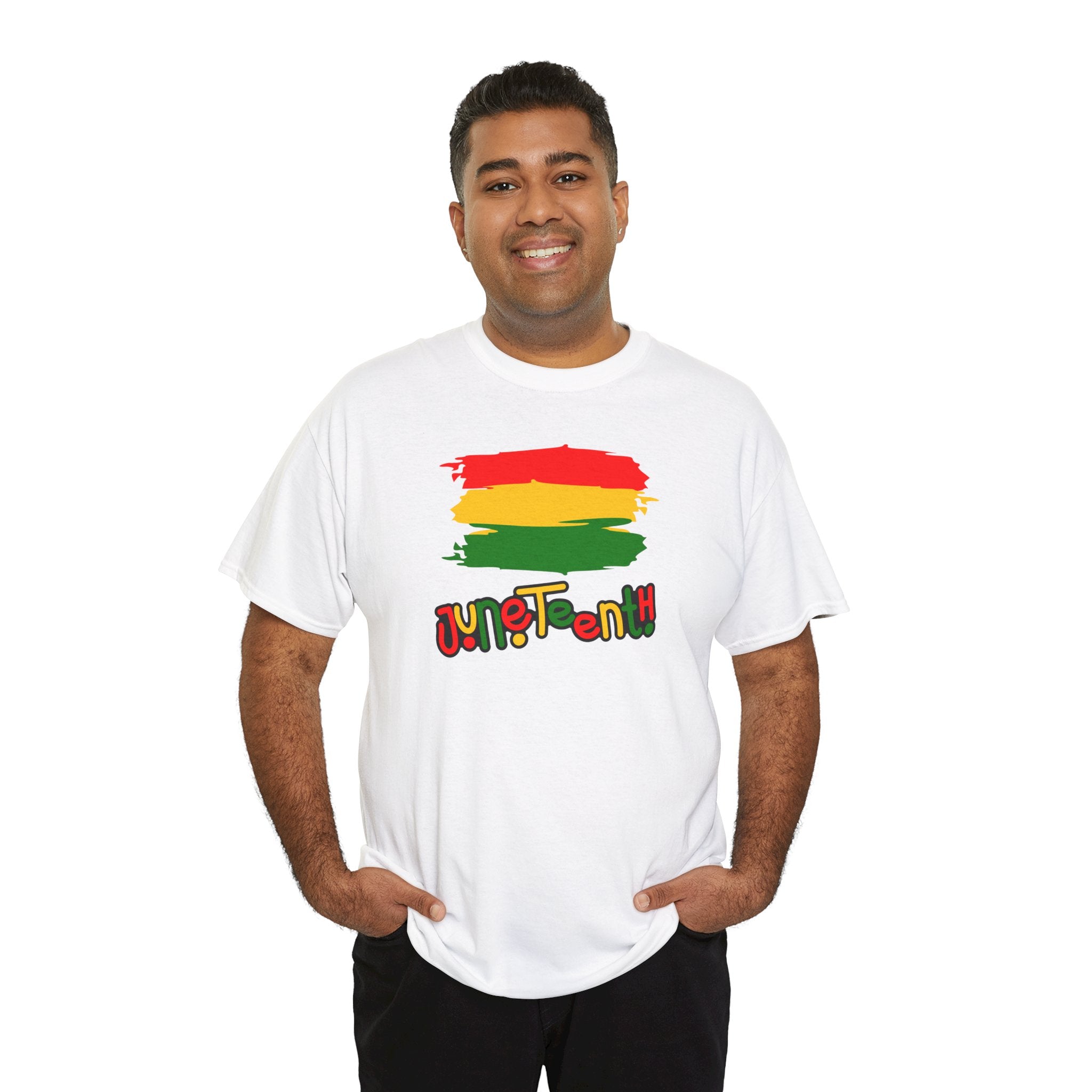Juneteenth Graphic Tee — Rasta Flag Brushstroke Design