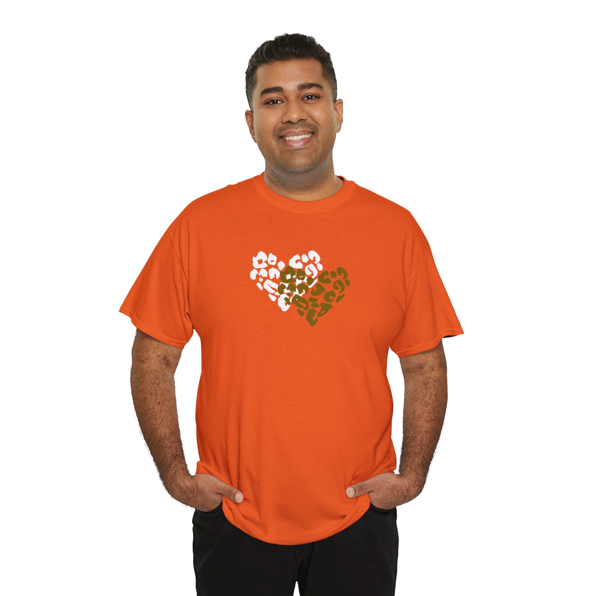 Leopard Heart Graphic Tee — Two-Tone Animal Print Heart T-Shirt