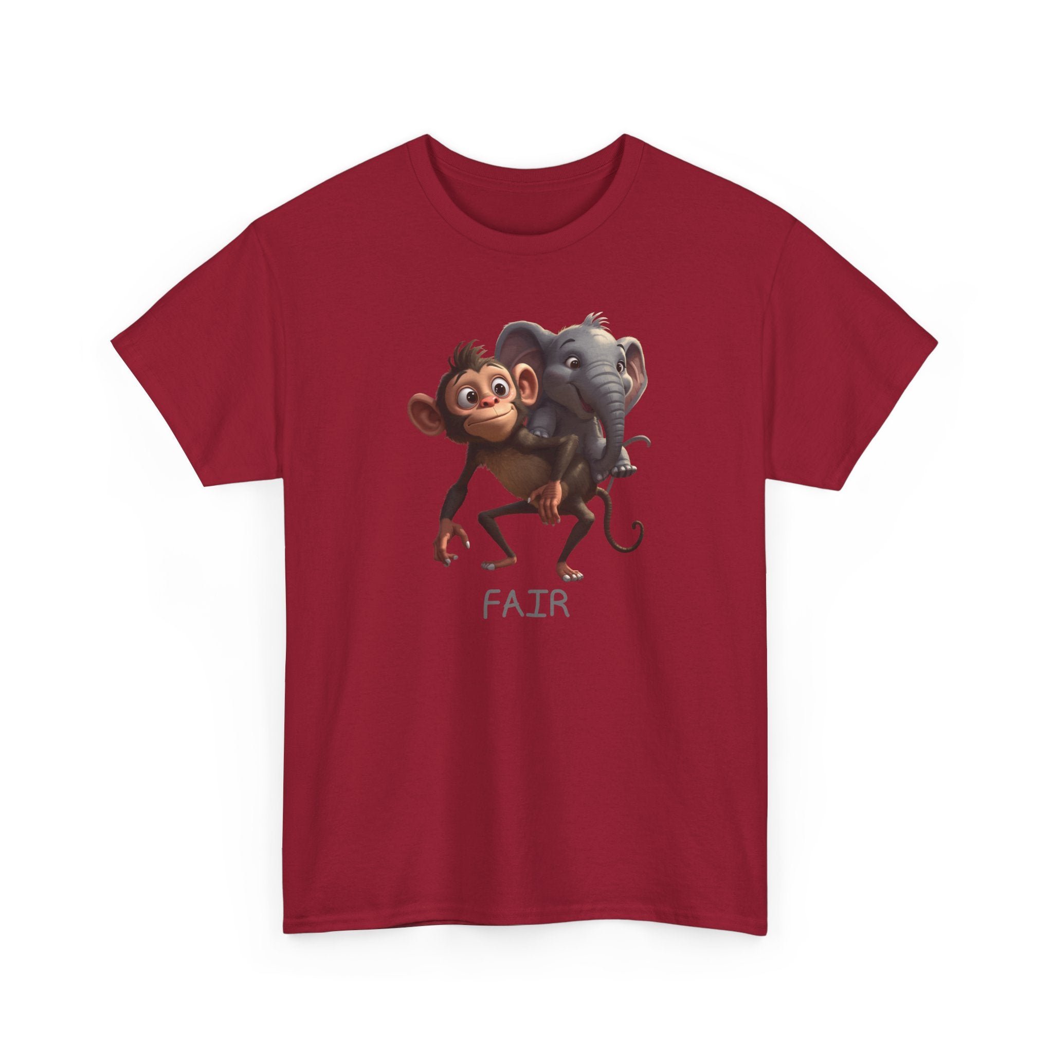 Monkey and Elephant 'Fair' Graphic Tee — Cute Animal Friendship T-Shirt