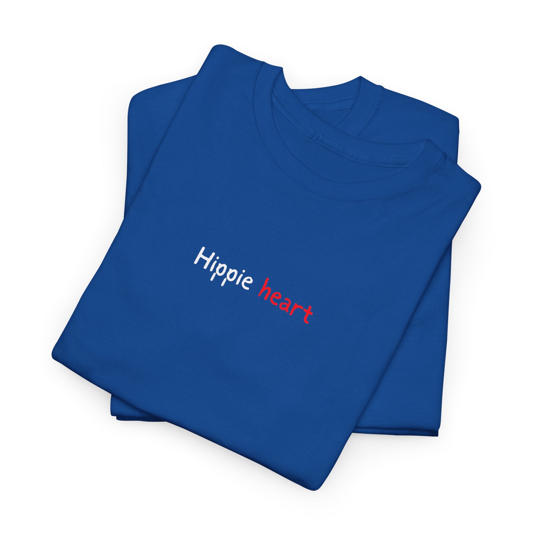 Hippie Heart Black Tee — Minimal Retro Love Graphic T-Shirt