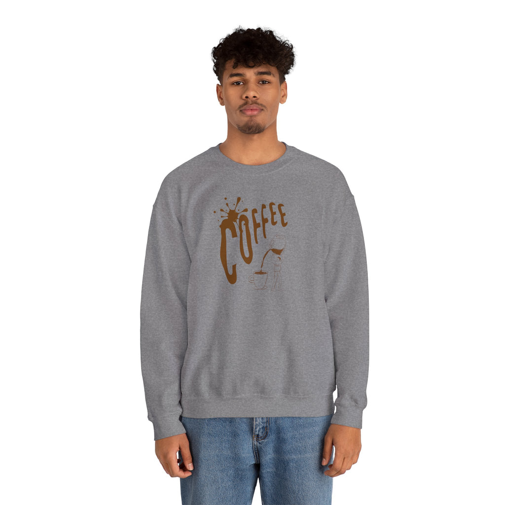 Coffee Lover Crewneck Sweatshirt — Retro Brown Coffee Graphic