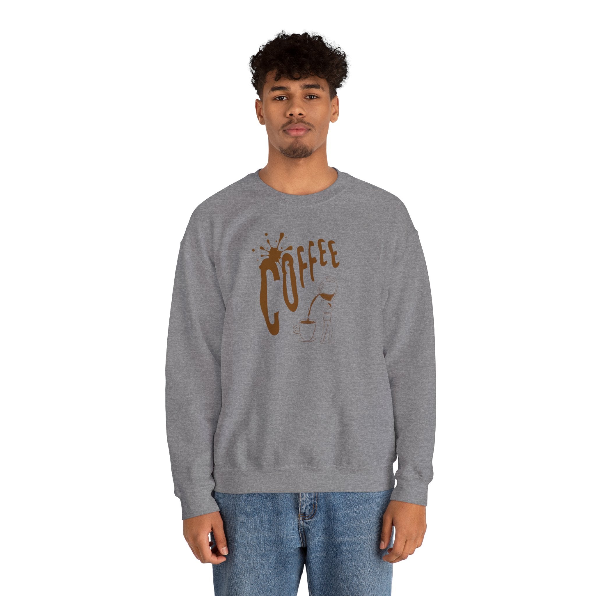 Coffee Lover Crewneck Sweatshirt — Retro Brown Coffee Graphic