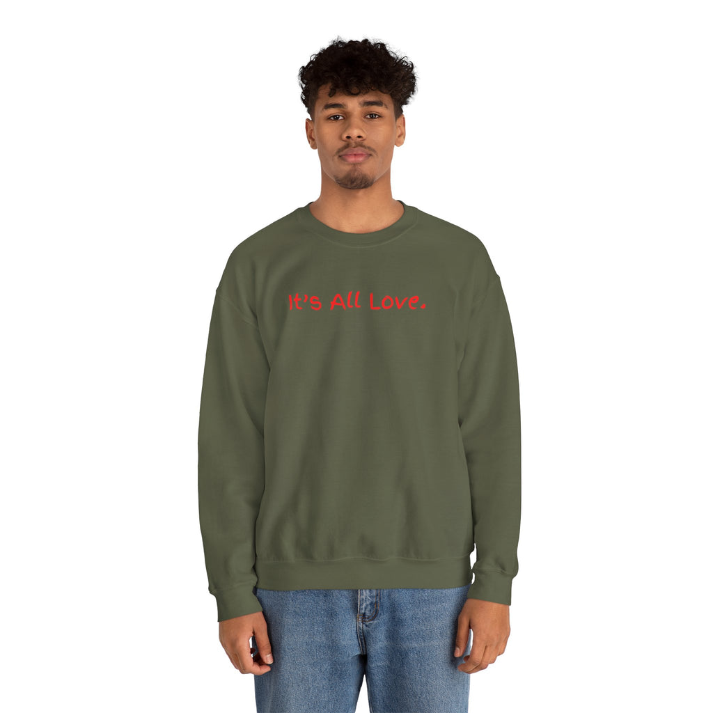 It's All Love Crewneck Sweatshirt — Casual Unisex Black Pullover