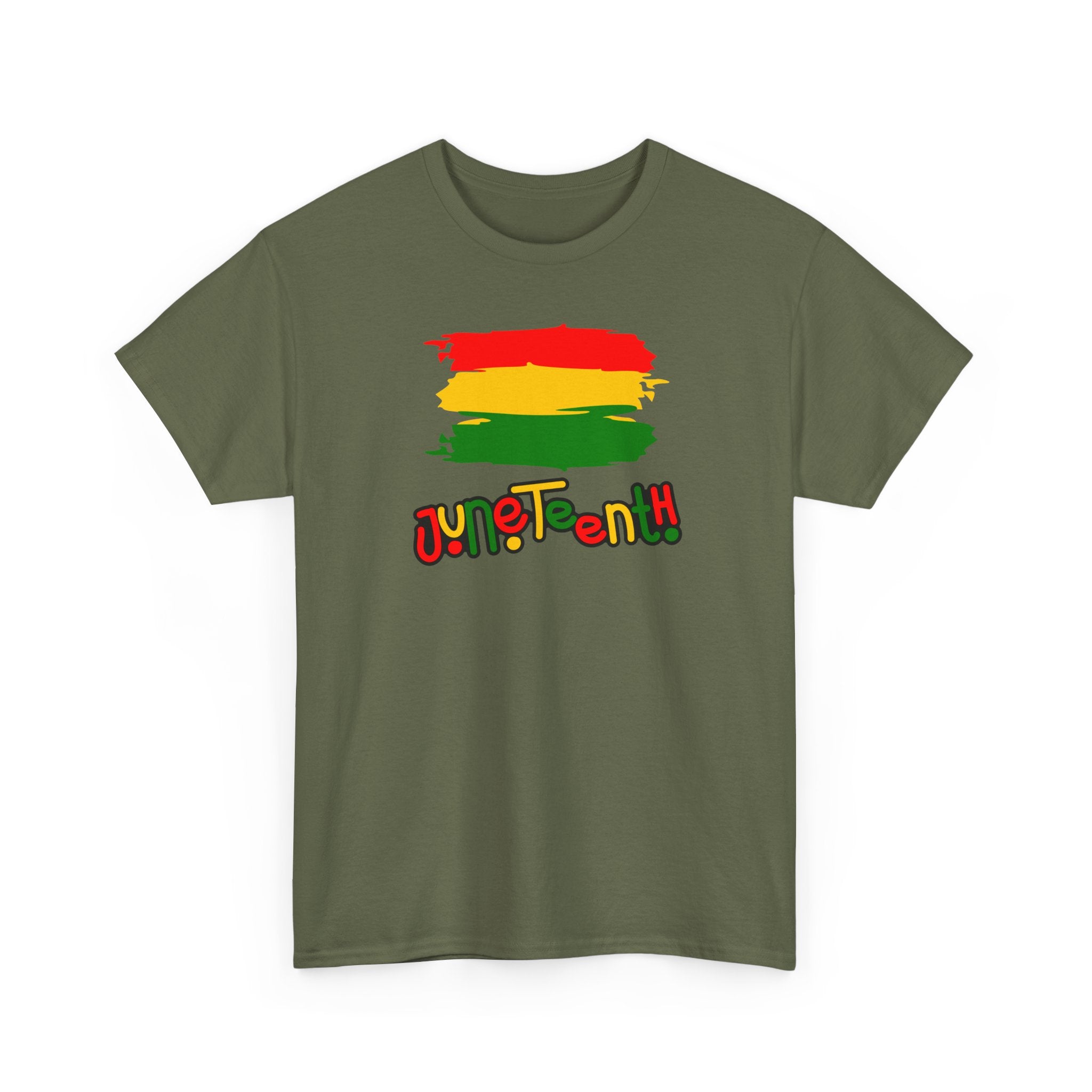 Juneteenth Graphic Tee — Rasta Flag Brushstroke Design
