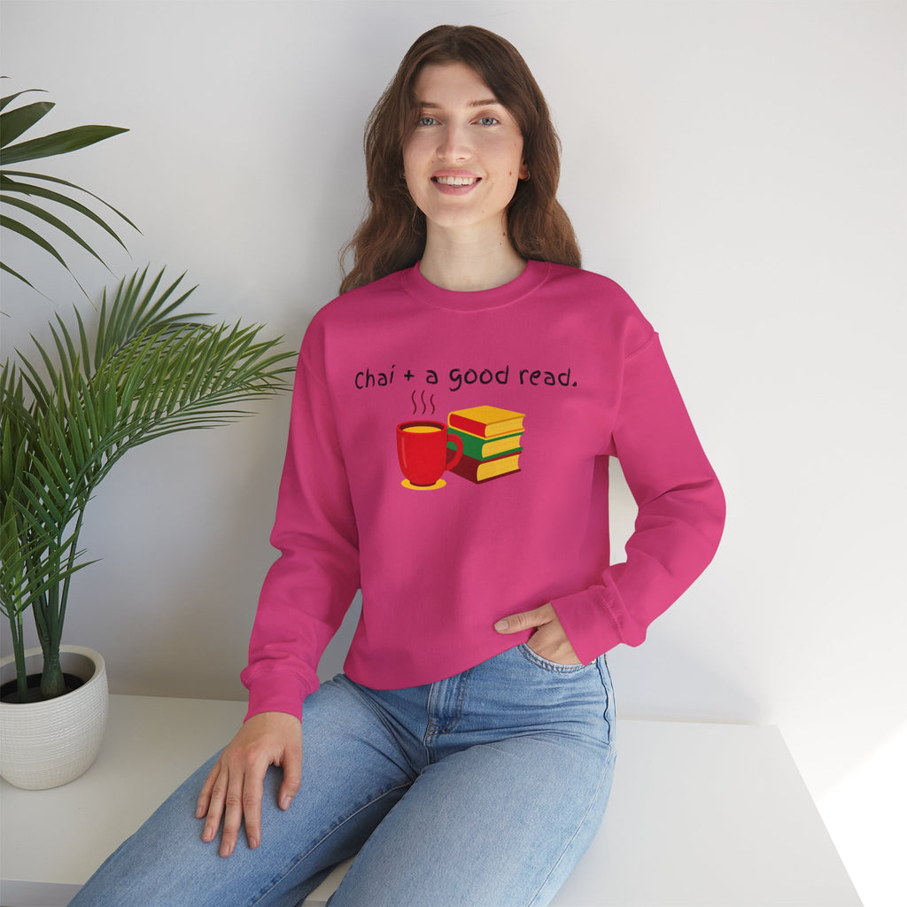 Cozy Reading Sweatshirt — "Chai + a Good Read" Crewneck