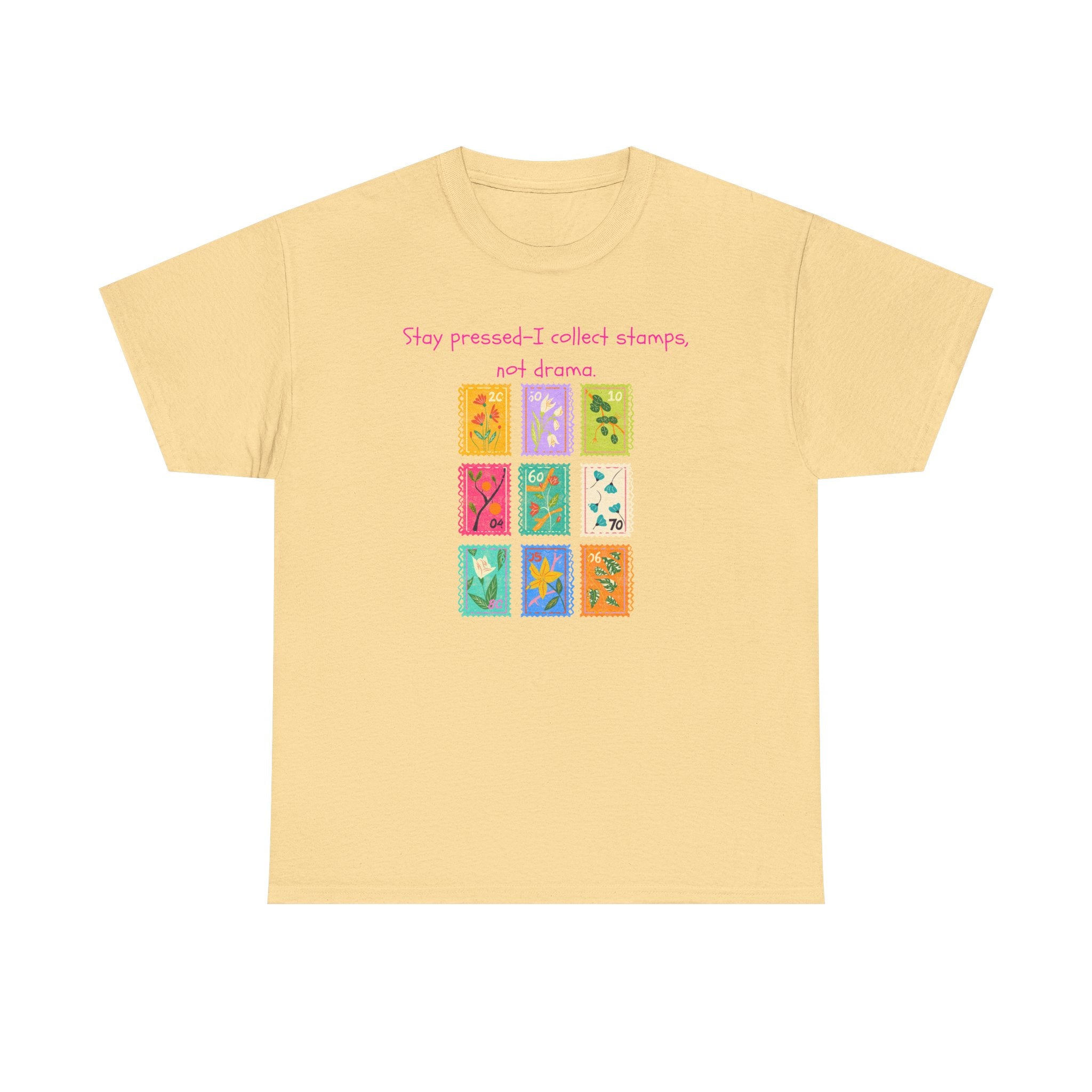 Stamp Collector Graphic Tee – "Stay pressed—I collect stamps and drama"