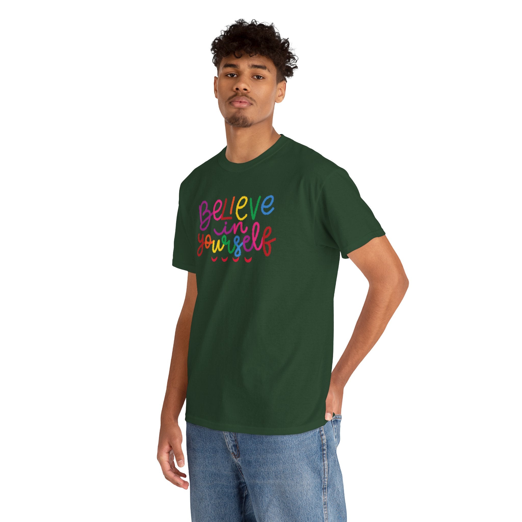 Believe in Yourself Tee — Rainbow Inspirational Motivational Shirt