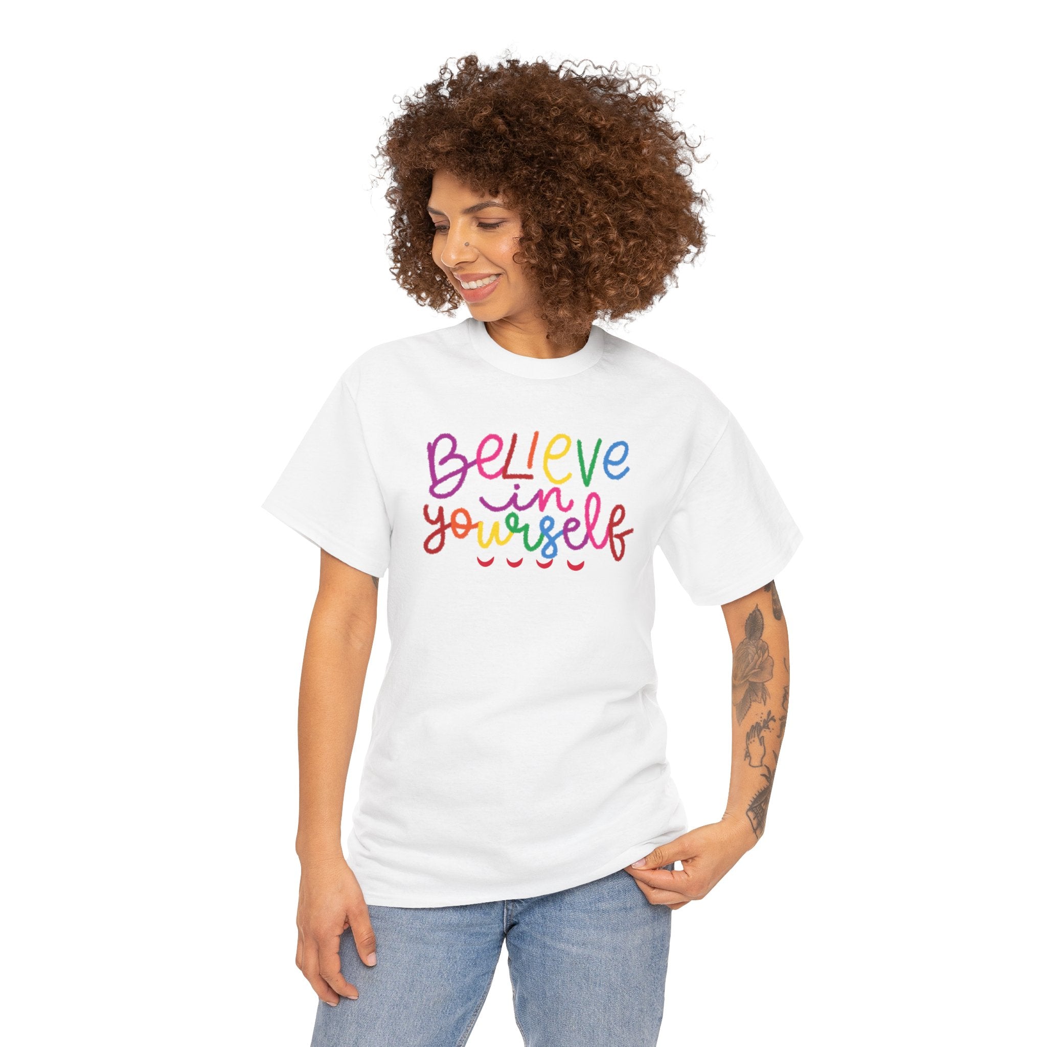 Believe in Yourself Tee — Rainbow Inspirational Motivational Shirt