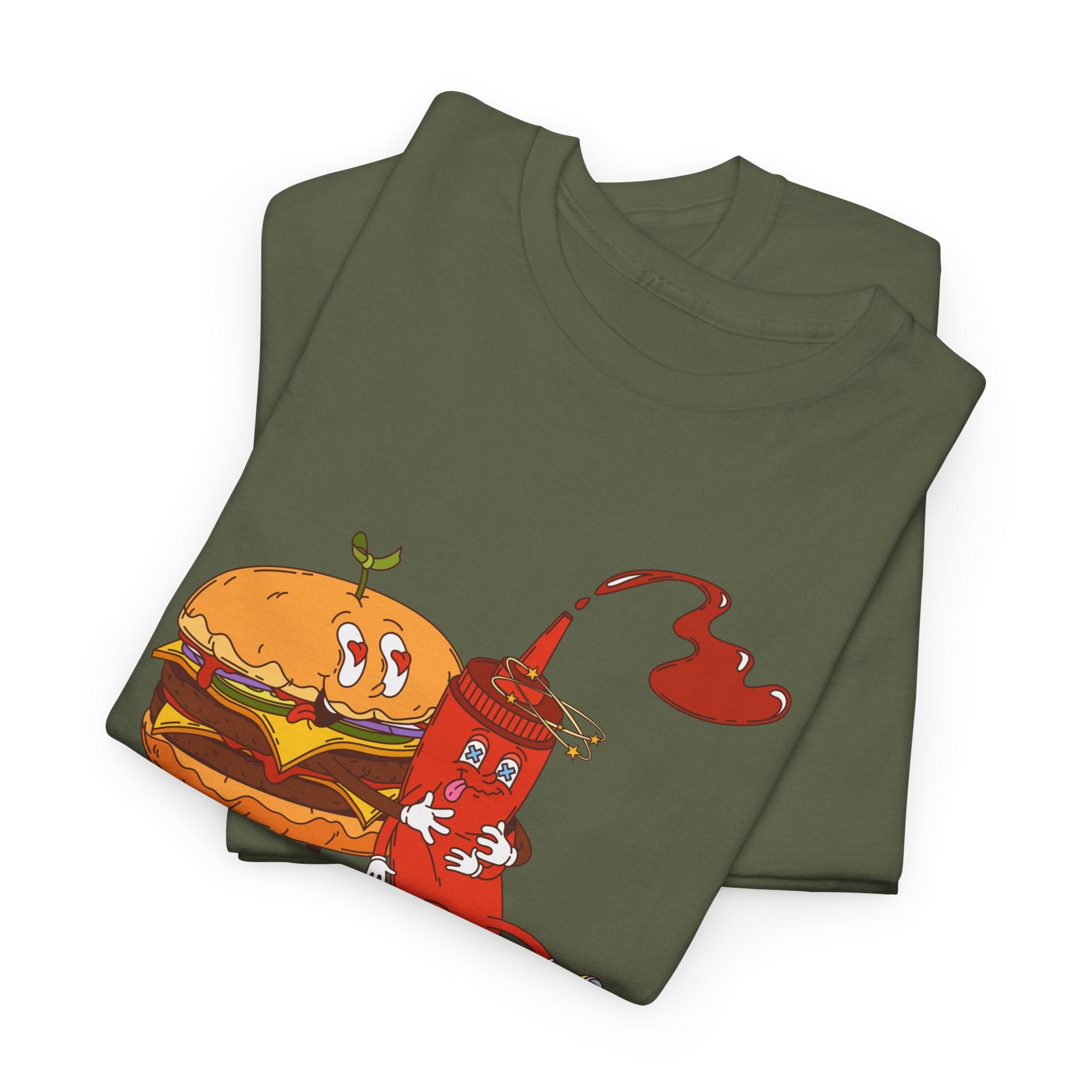 Ketchup & Burger Besties Tee — "Without Me, He’s Dry" Funny Food Couple T-Shirt