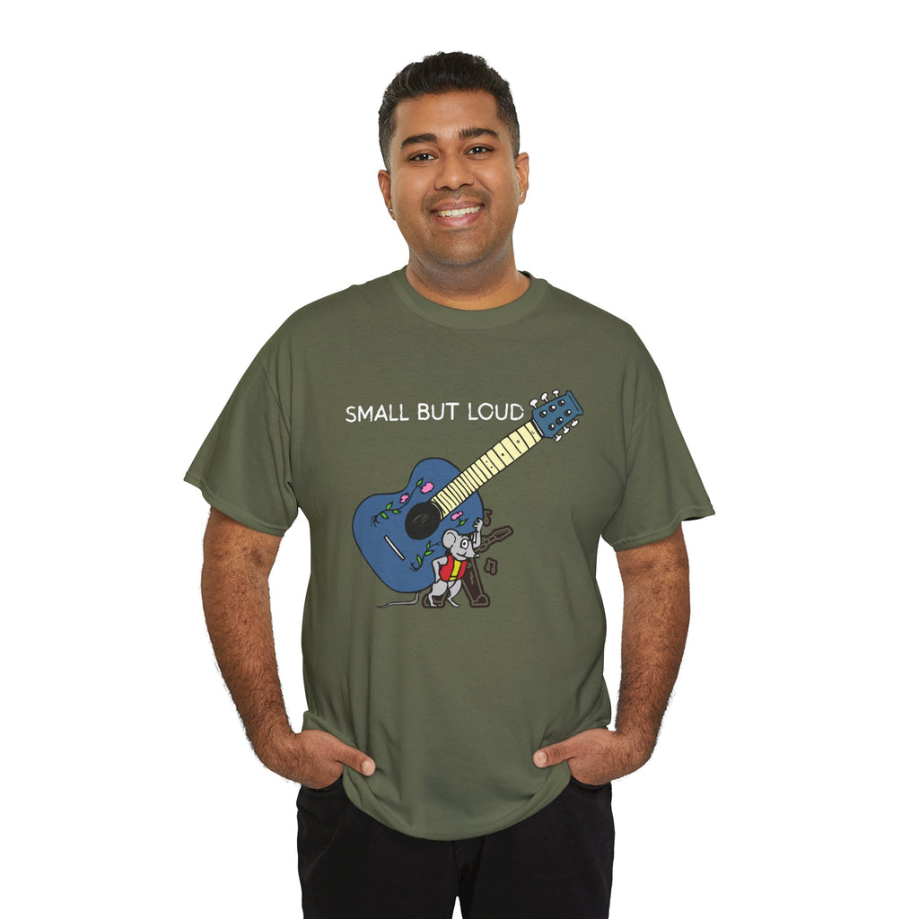 T-Shirt — "Small But Loud" Cute Mouse with Guitar Graphic