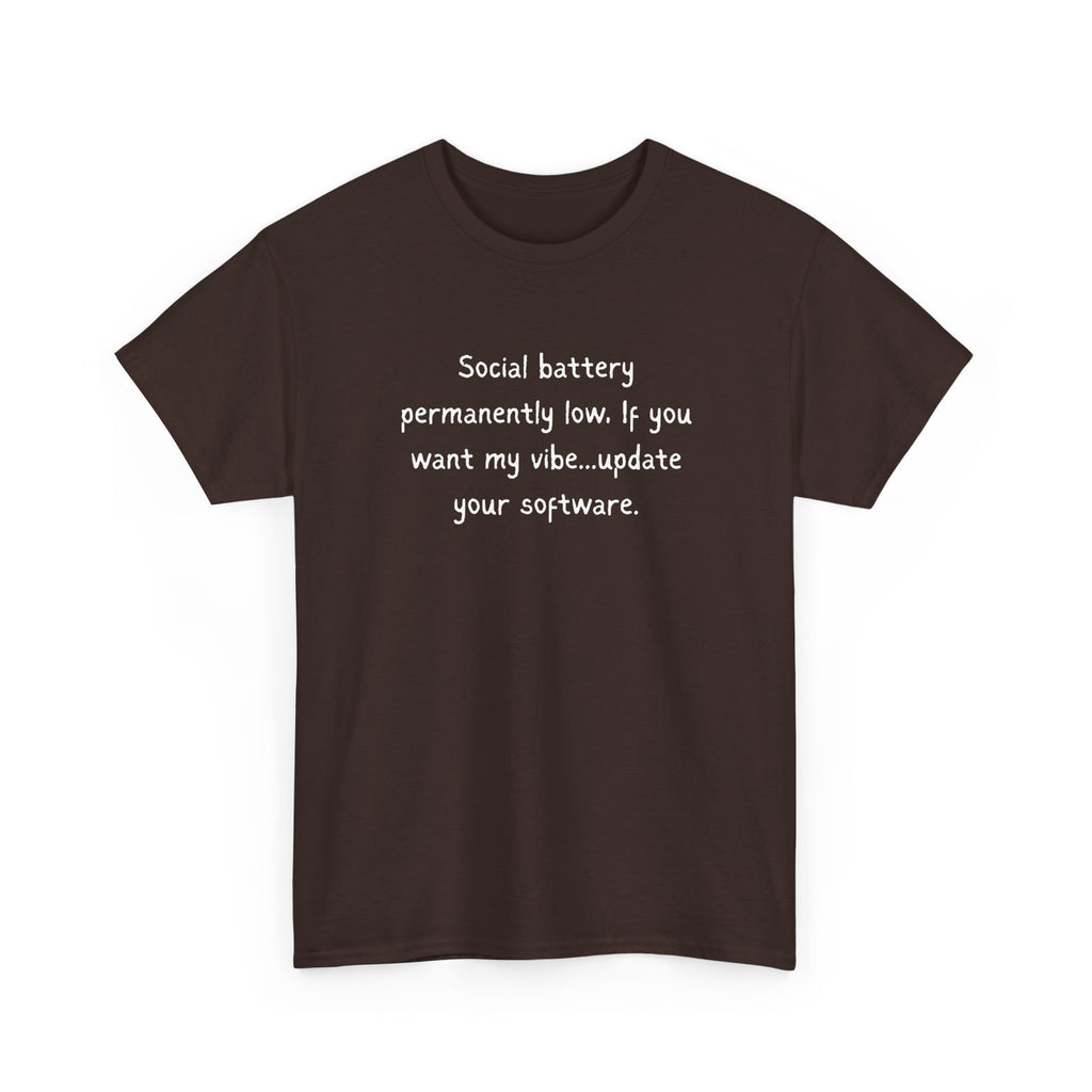 Social Battery Permanently Low Tee — Introvert Humor Cotton T-Shirt
