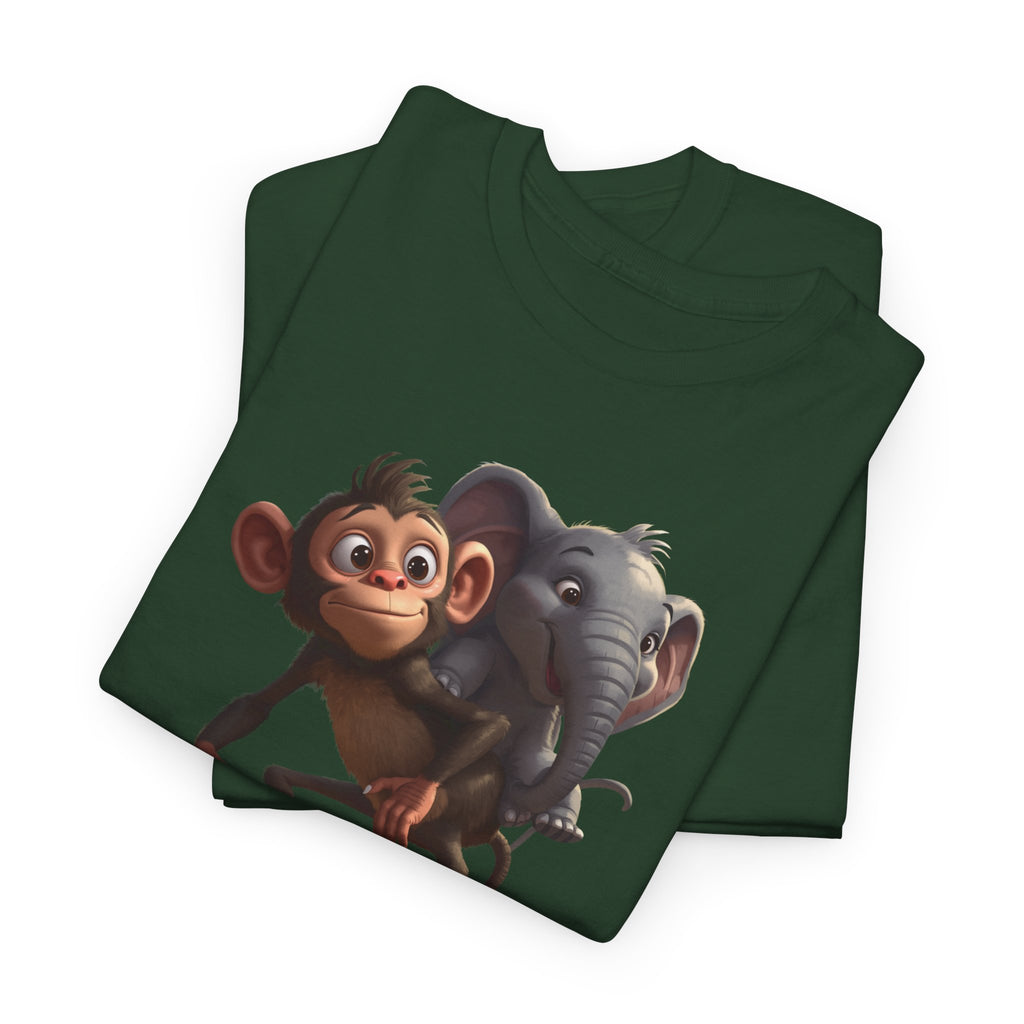 Monkey and Elephant 'Fair' Graphic Tee — Cute Animal Friendship T-Shirt
