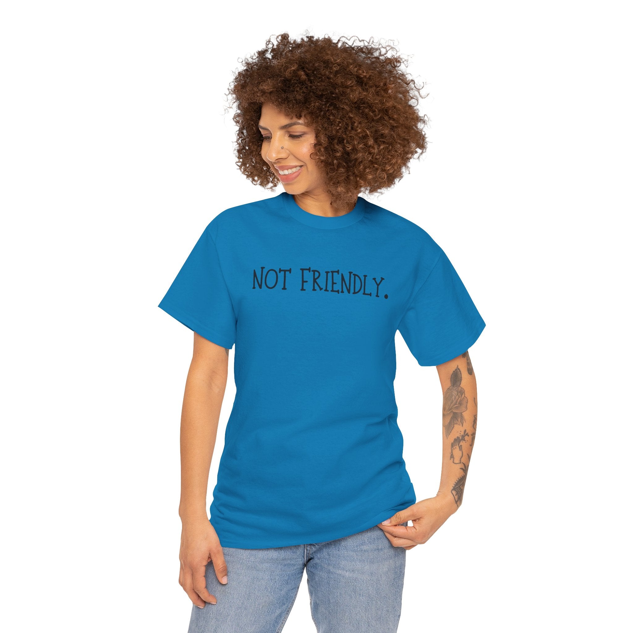 T-Shirt — "Not Friendly." Minimalist Statement Tee