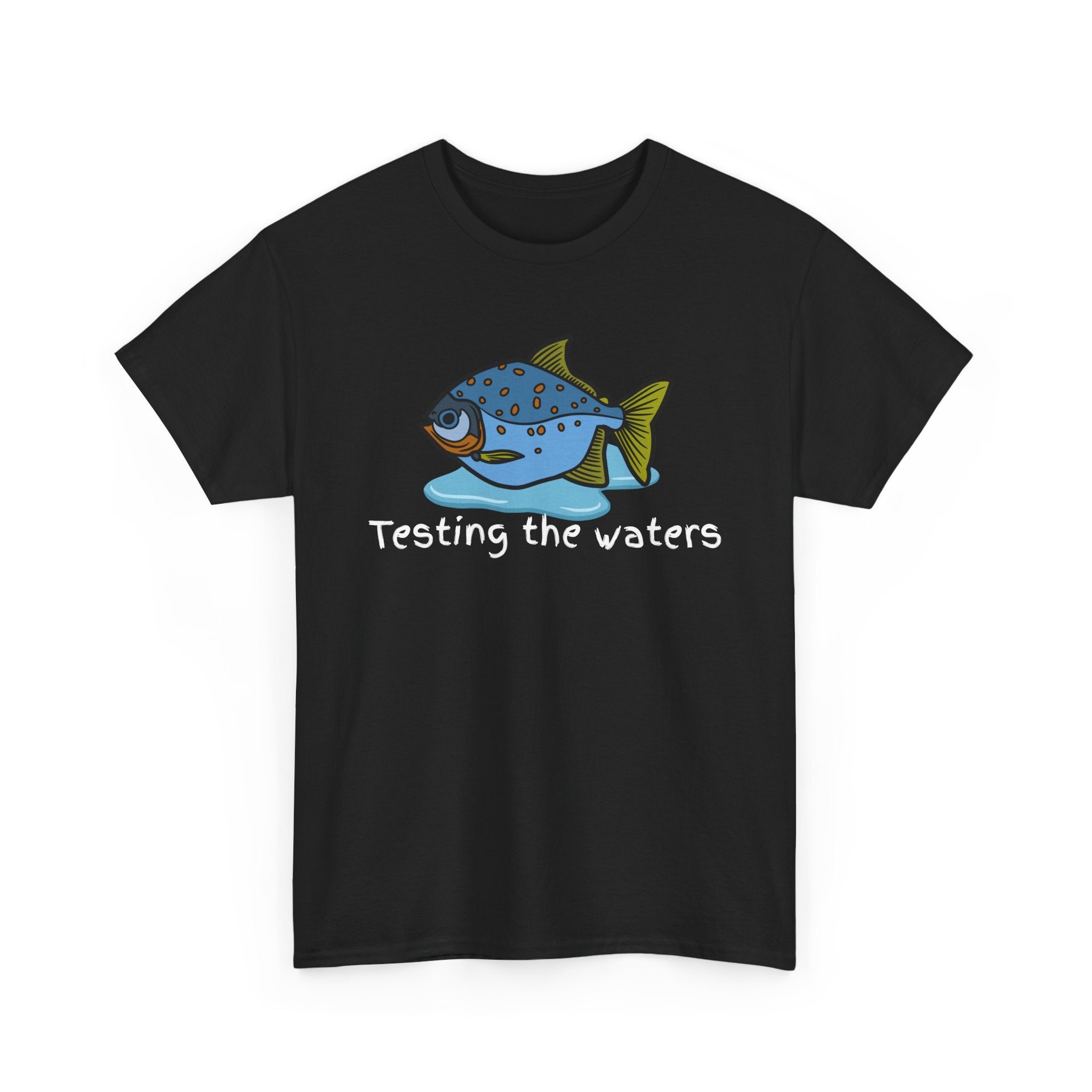 Fishing T‑Shirt — 'Testing the Waters' Blue Fish Tee