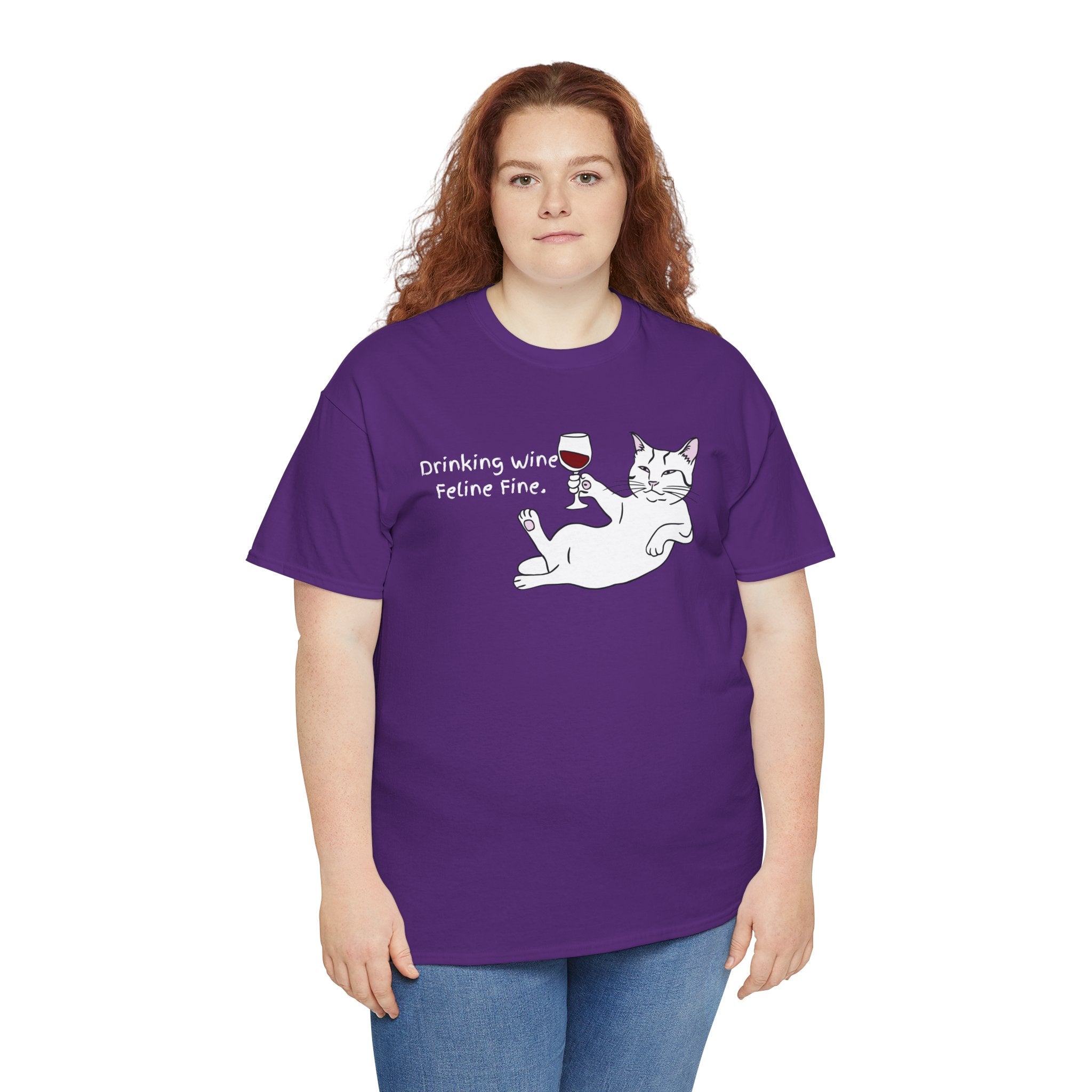 Drinking Wine, Feline Fine Cat Tee