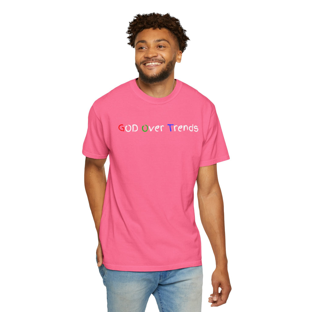 God Over Trends Tee — Retro Colorful Graphic T‑Shirt