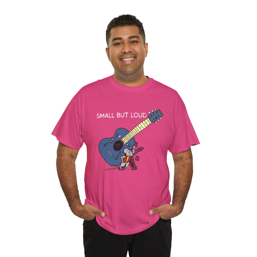 T-Shirt — "Small But Loud" Cute Mouse with Guitar Graphic