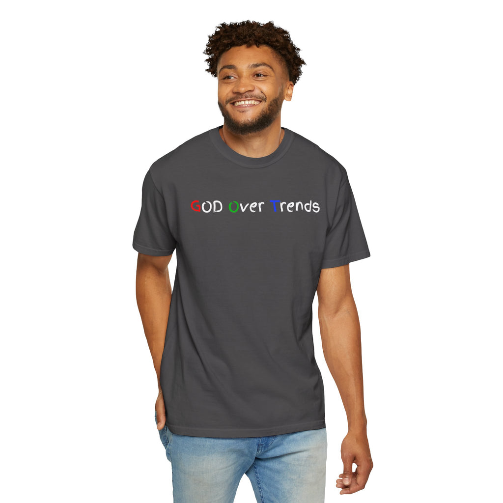 God Over Trends Tee — Retro Colorful Graphic T‑Shirt