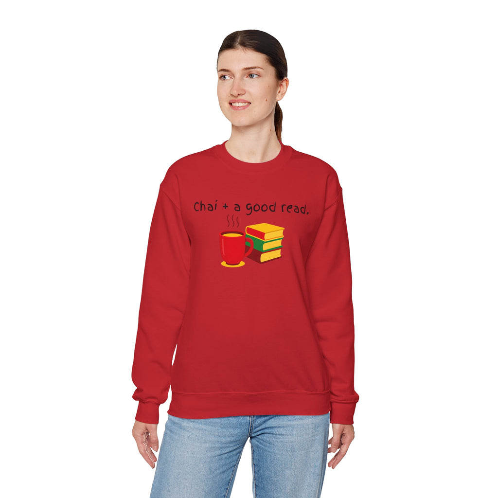 Cozy Reading Sweatshirt — "Chai + a Good Read" Crewneck