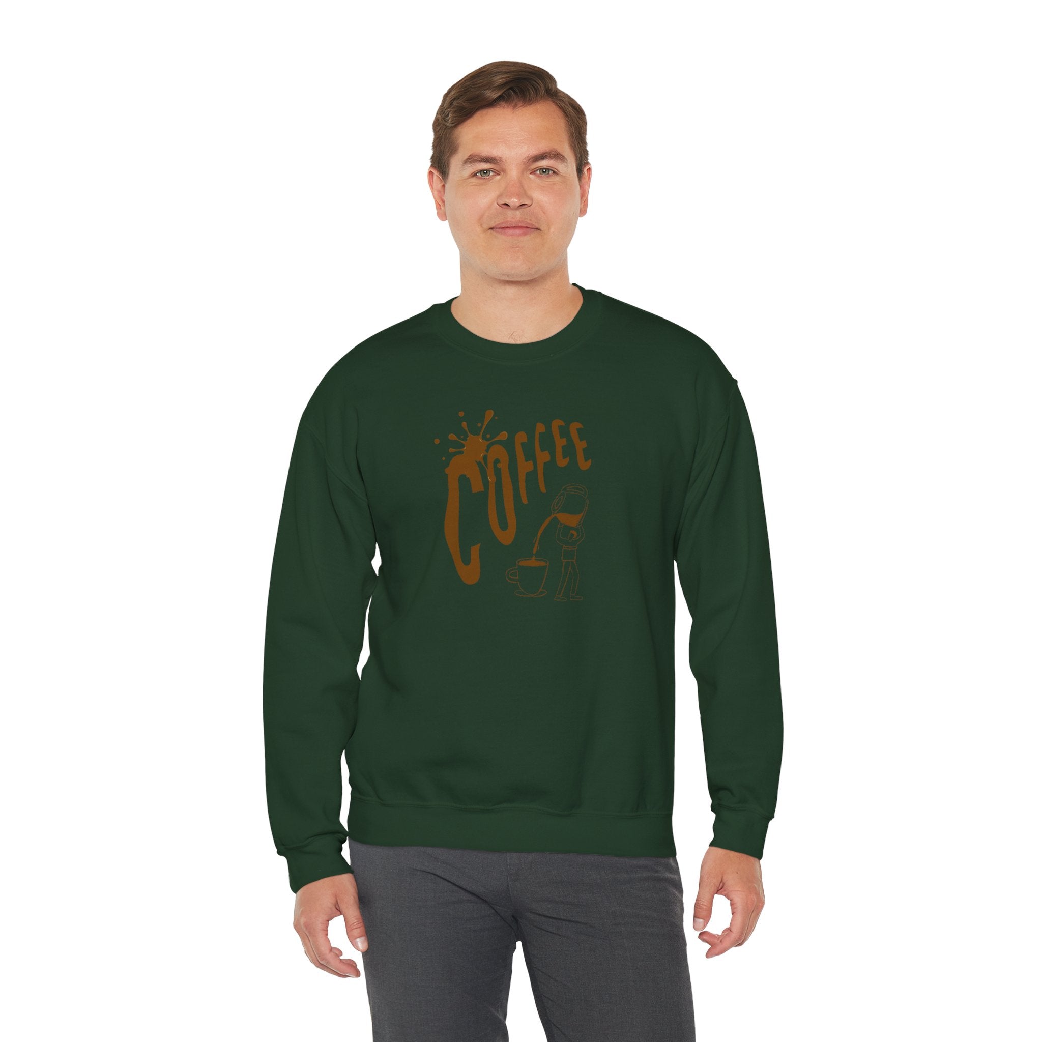 Coffee Lover Crewneck Sweatshirt — Retro Brown Coffee Graphic