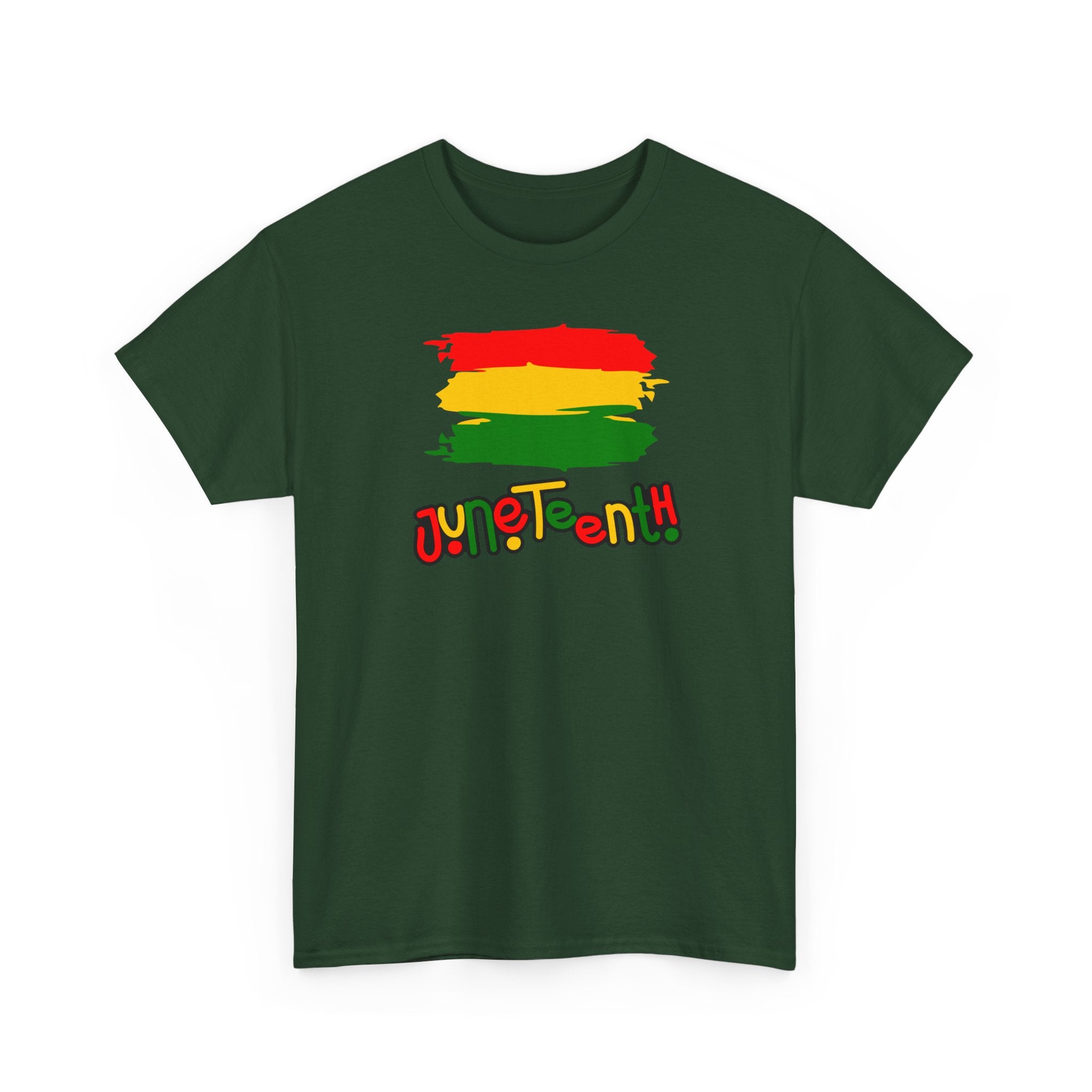 Juneteenth Graphic Tee — Rasta Flag Brushstroke Design