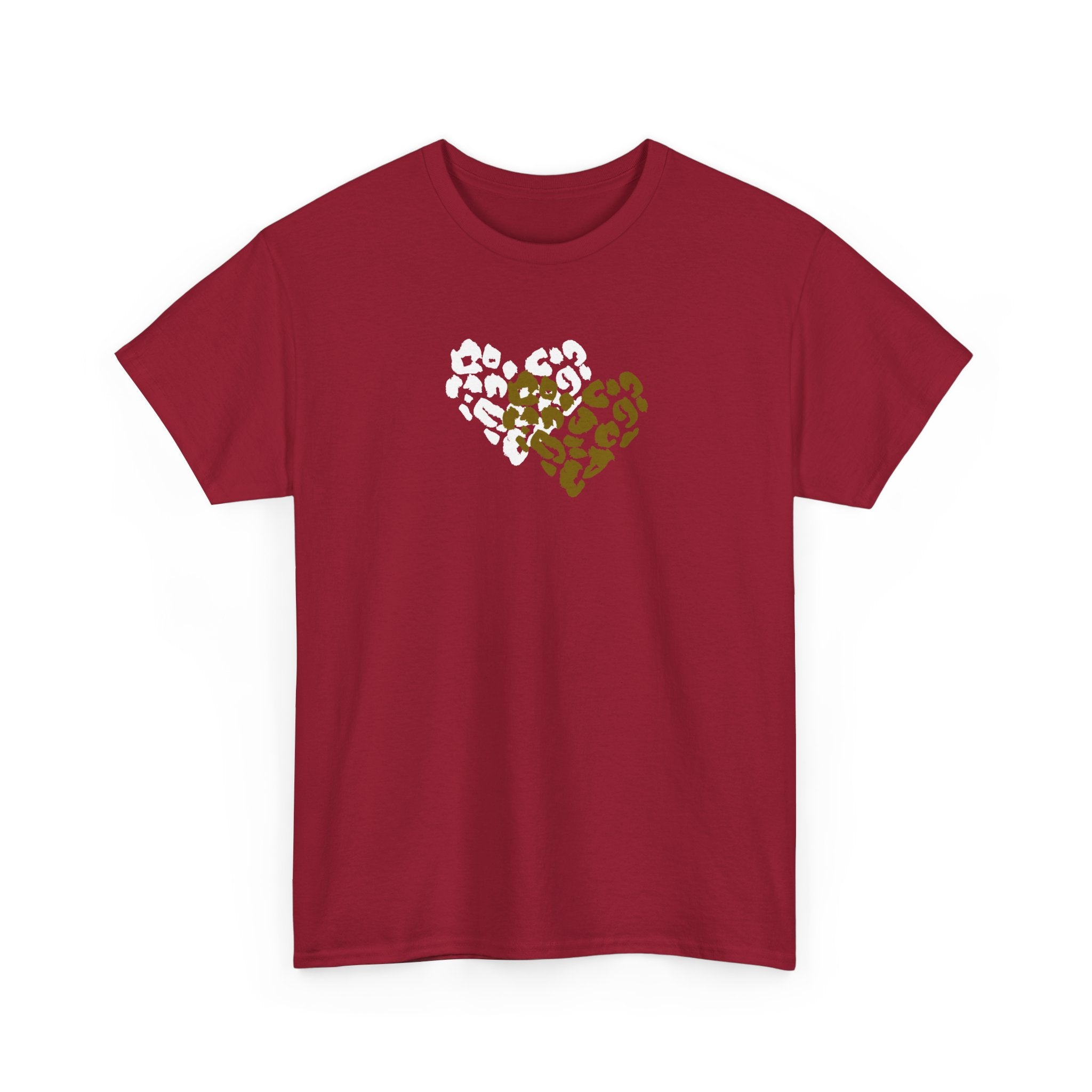 Leopard Heart Graphic Tee — Two-Tone Animal Print Heart T-Shirt