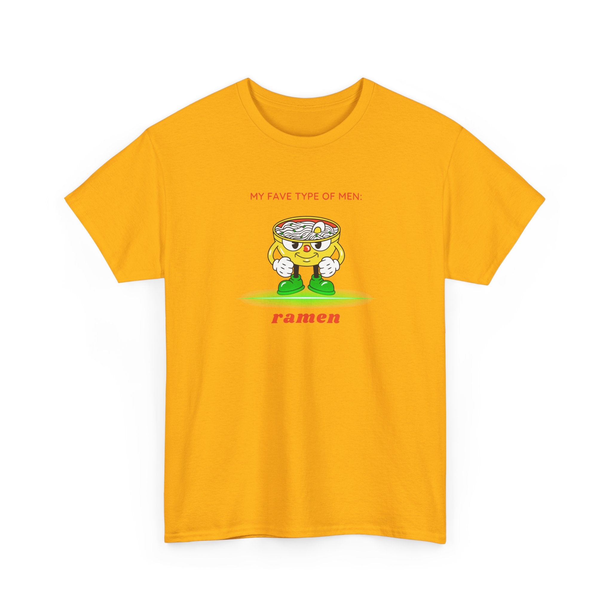 Ramen Bowl Cartoon Tee – "My Favorite Type of Men" Cute Kawaii Noodle Shirt