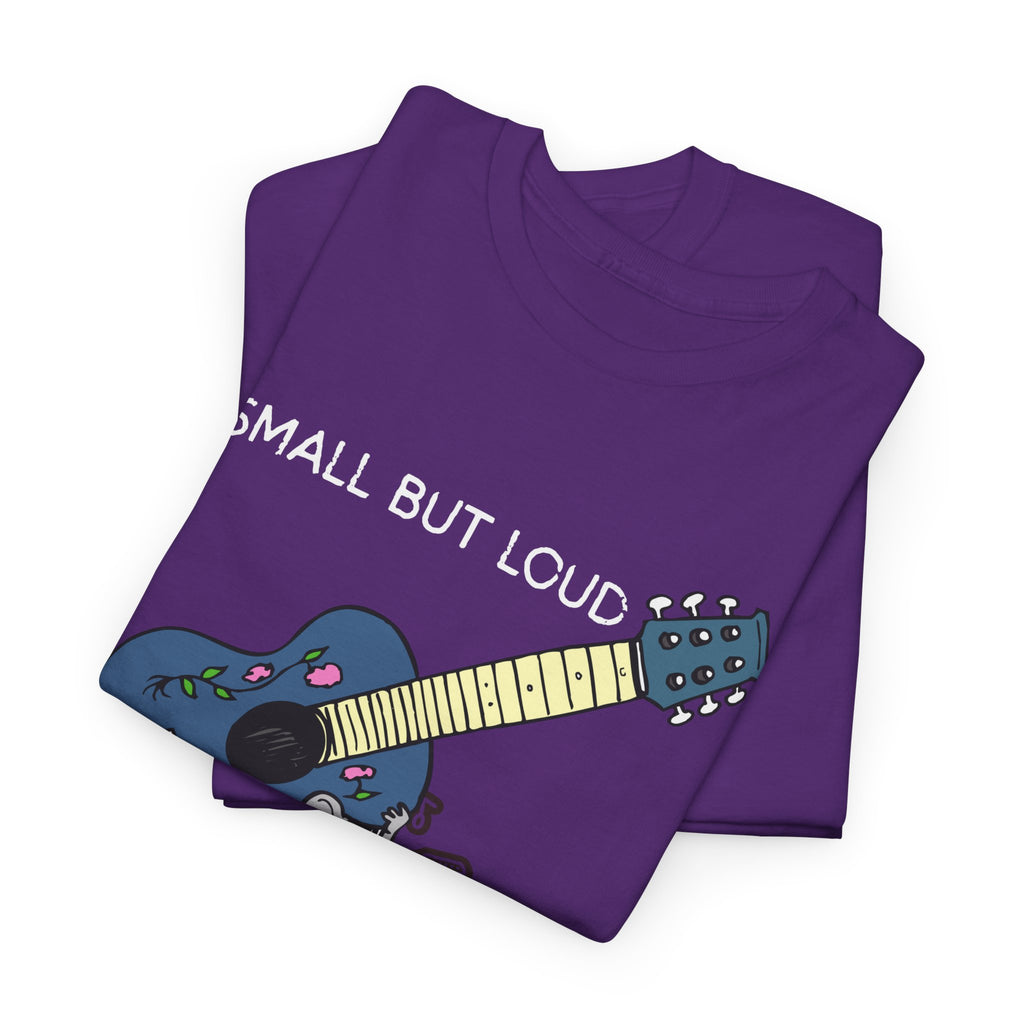 T-Shirt — "Small But Loud" Cute Mouse with Guitar Graphic