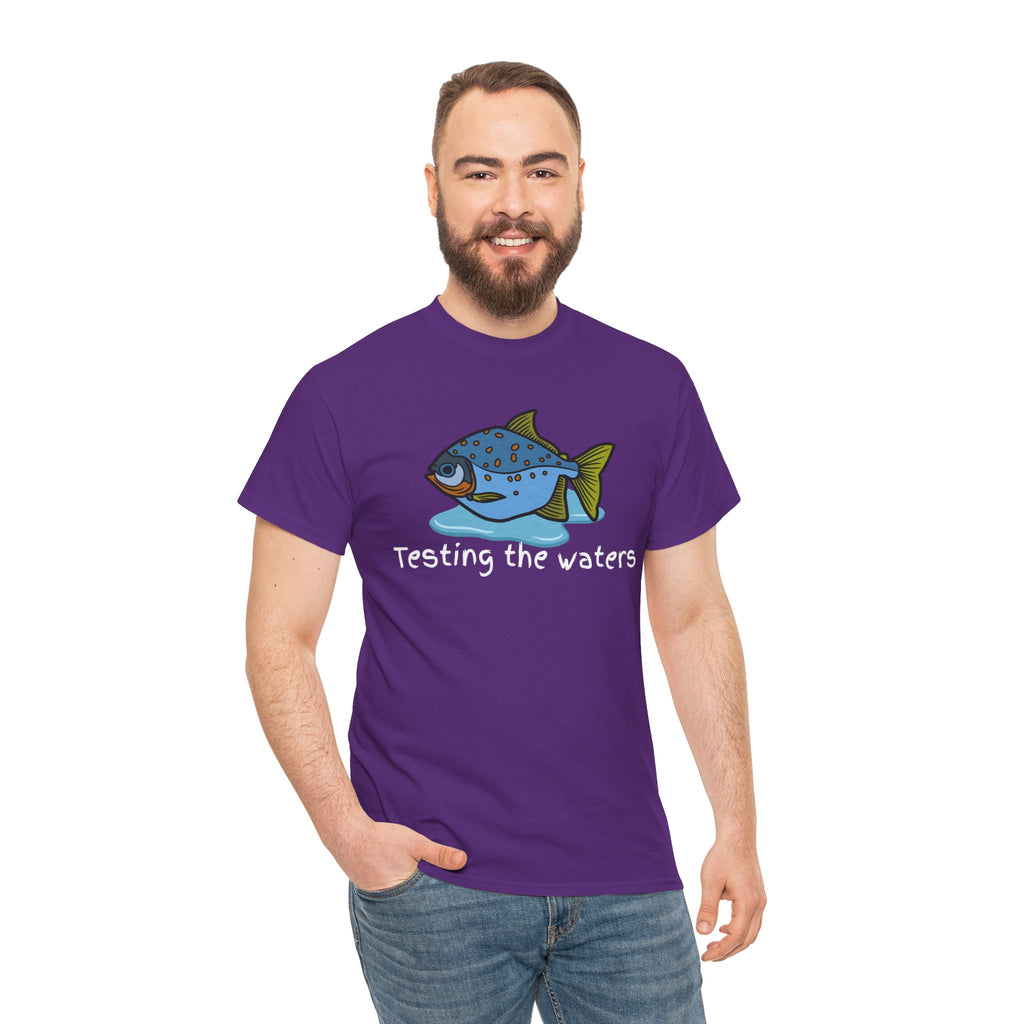 Fishing T‑Shirt — 'Testing the Waters' Blue Fish Tee