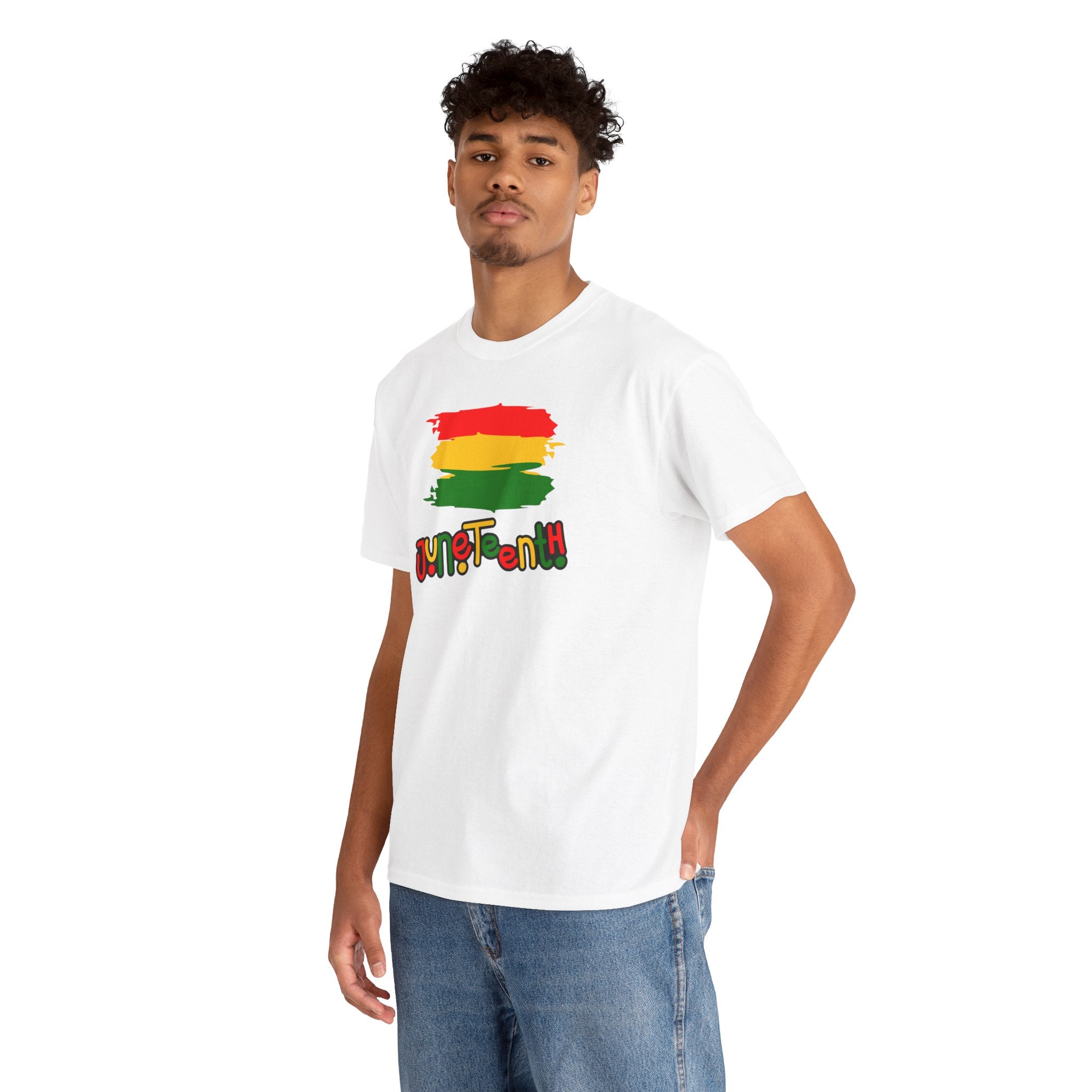 Juneteenth Graphic Tee — Rasta Flag Brushstroke Design