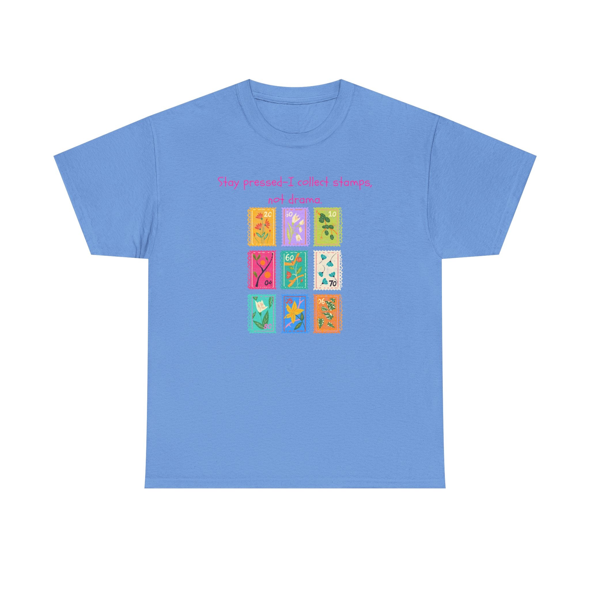 Stamp Collector Graphic Tee – "Stay pressed—I collect stamps and drama"