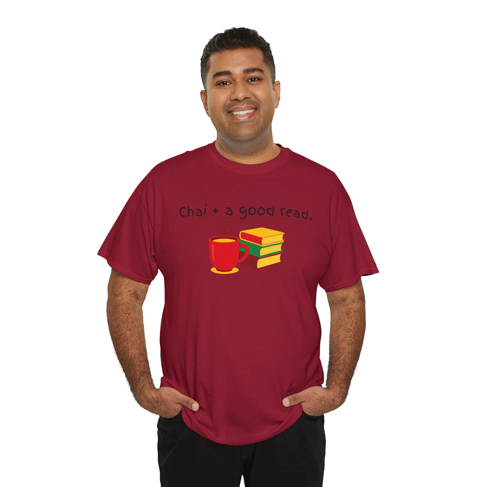 Chai + A Good Read T-Shirt — Tea & Books Graphic Tee for Book Lovers