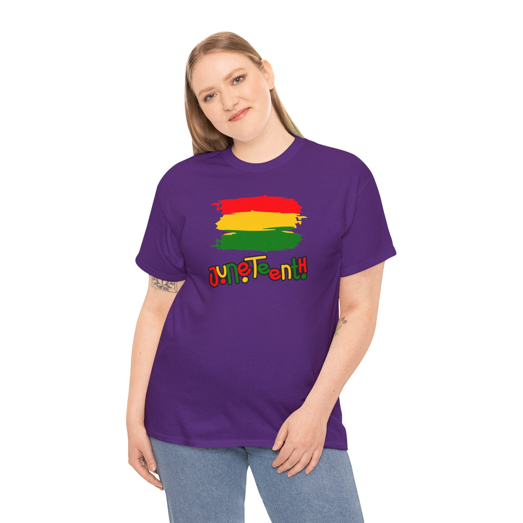 Juneteenth Graphic Tee — Rasta Flag Brushstroke Design