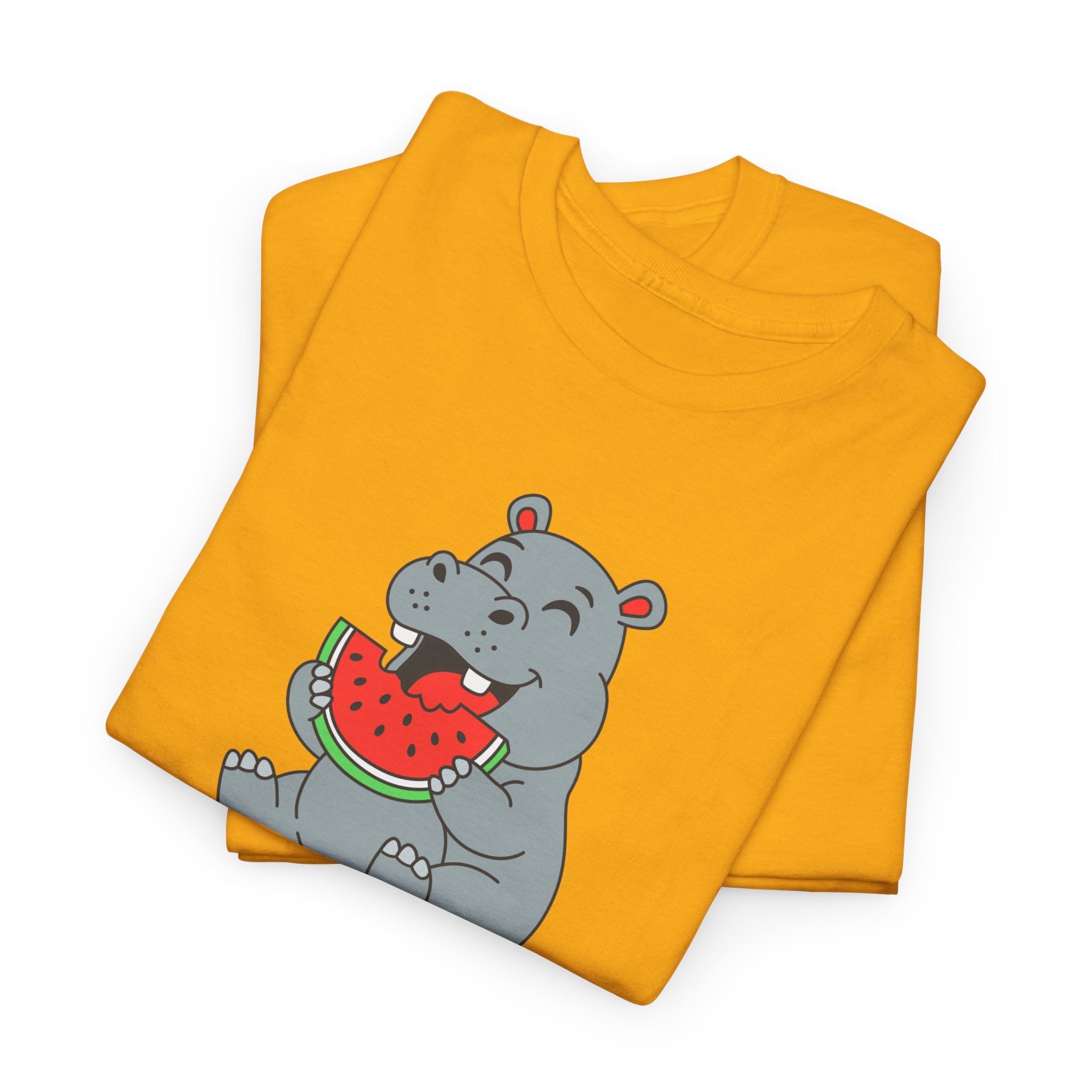 Hippo Eating Watermelon Tee — "Gone in Seconds" Cute Animal Graphic Shirt