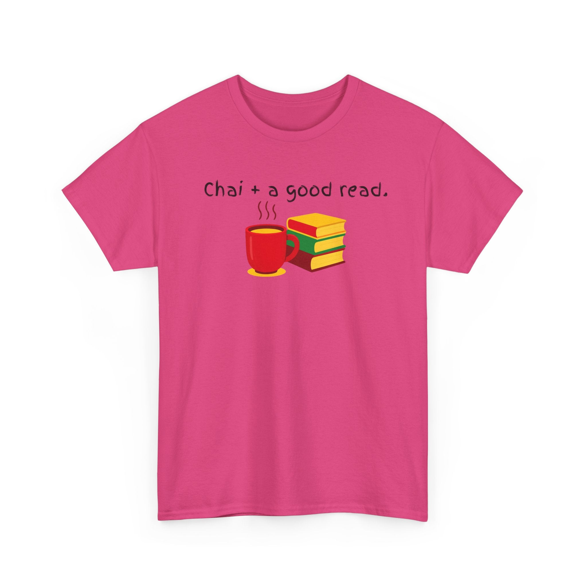 Chai + A Good Read T-Shirt — Tea & Books Graphic Tee for Book Lovers