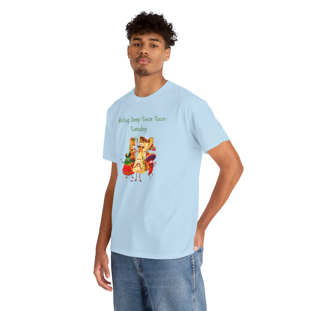 Taco Tuesday Graphic Tee — "Rolling Deep Since Taco Tuesday" Funny Mexican Food Shirt