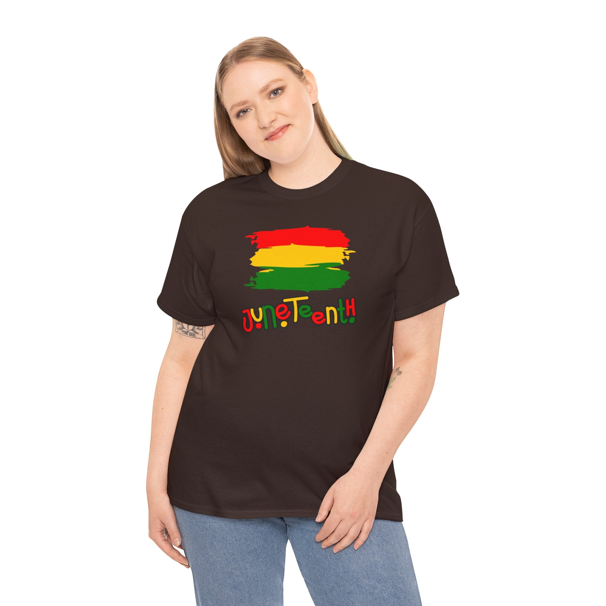 Juneteenth Graphic Tee — Rasta Flag Brushstroke Design