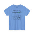 Anxiety Cartoon Tee — "Different day same ANXIETY" Mental Health Graphic T-Shirt