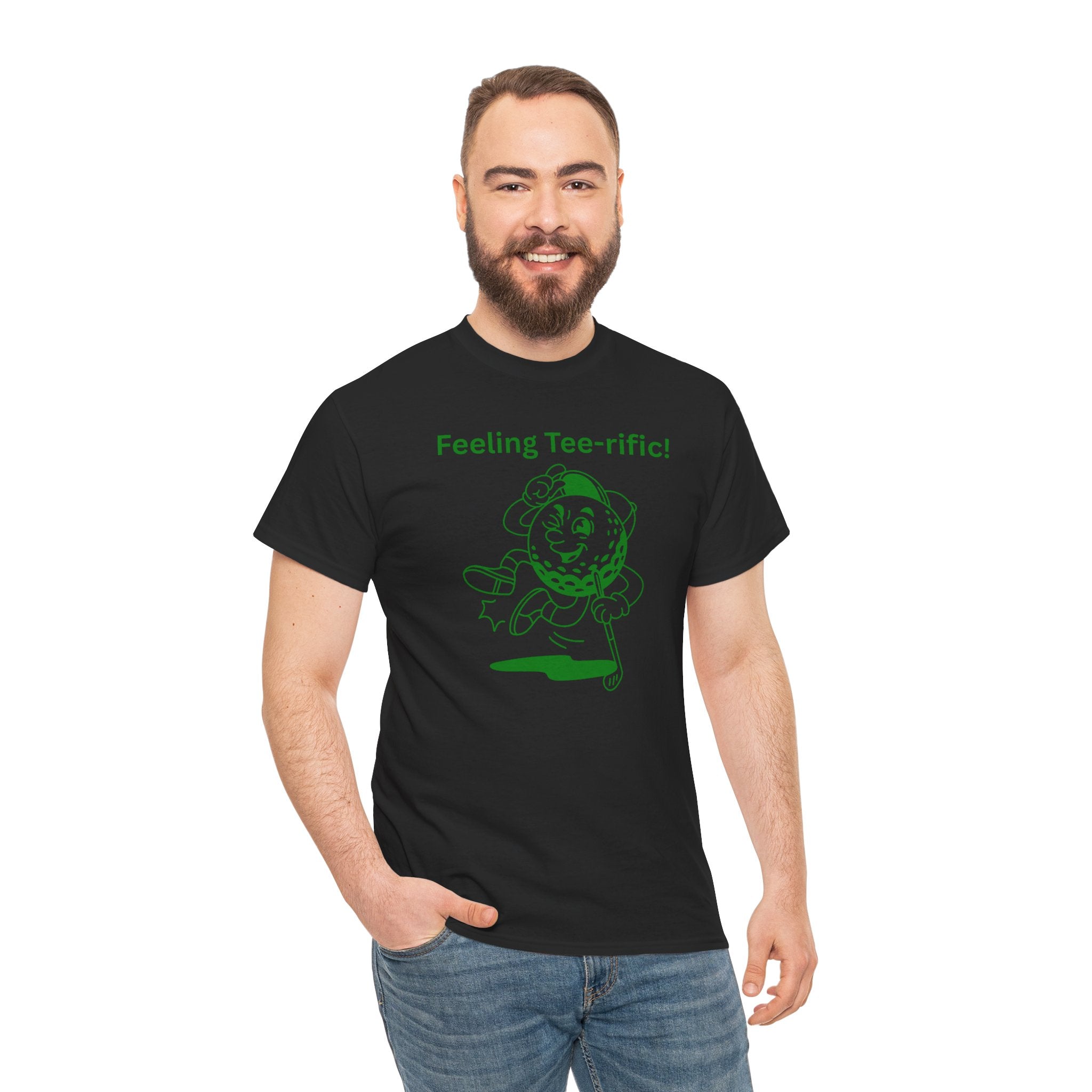 Golf Tee T-Shirt — "Feeling Tee-rific!" Vintage Golf Character Shirt