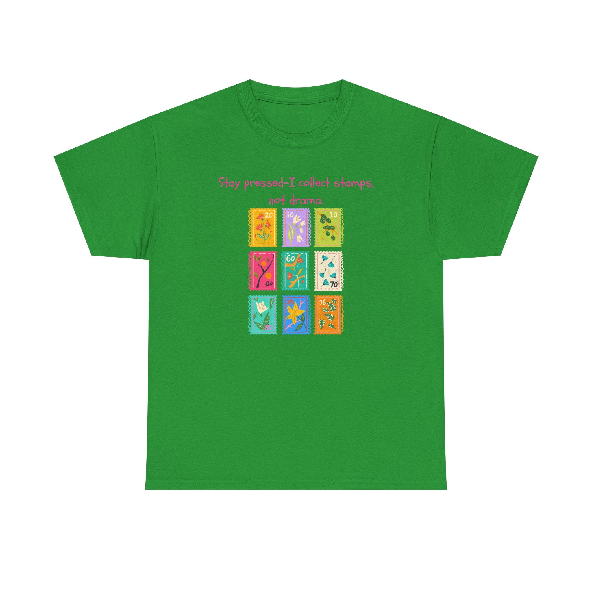 Stamp Collector Graphic Tee – "Stay pressed—I collect stamps and drama"