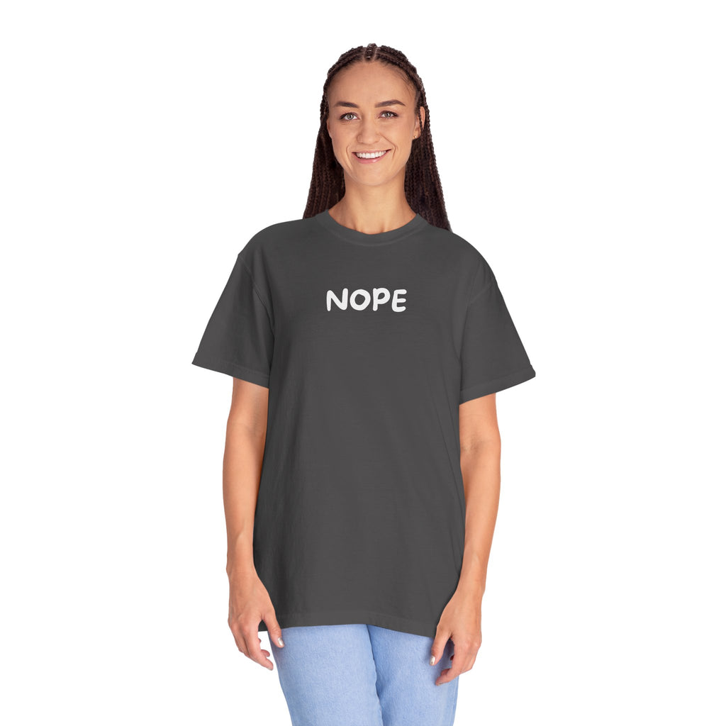 Nope T‑Shirt — Casual Graphic Tee with Bold 'NOPE' Text