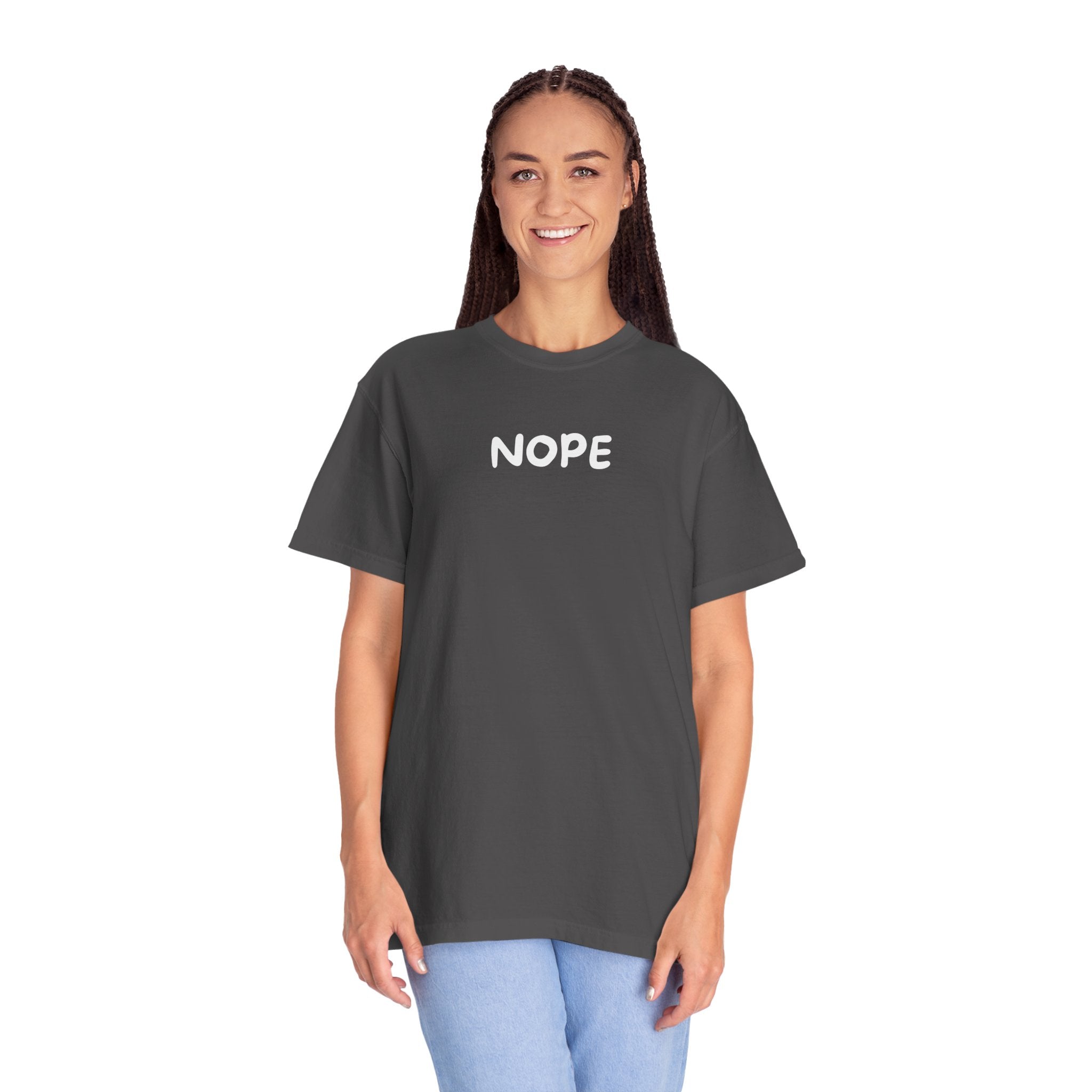 Nope T‑Shirt — Casual Graphic Tee with Bold 'NOPE' Text